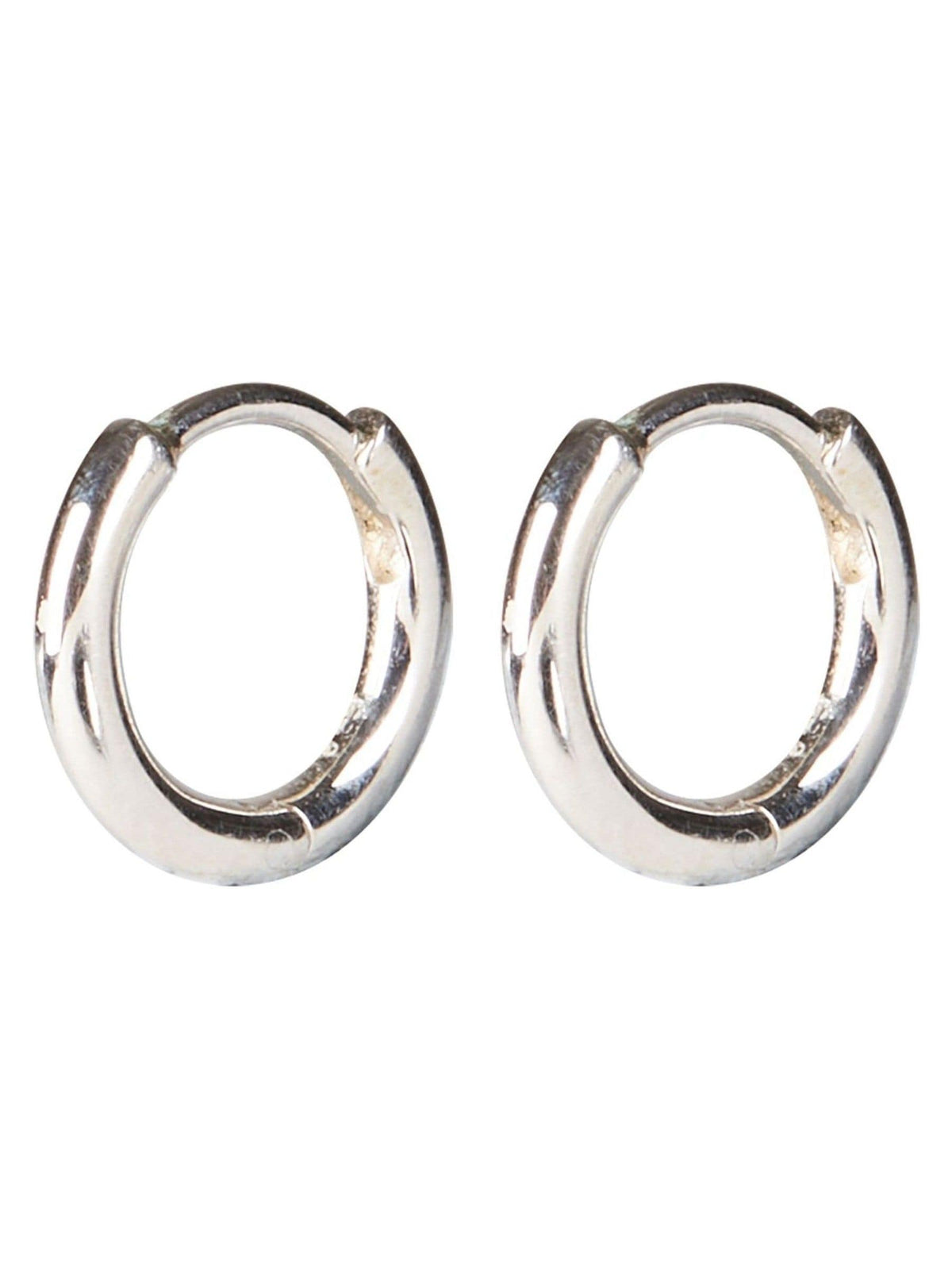 Oliver Bonas silver tone juniper mini huggie earrings, imported from the UK