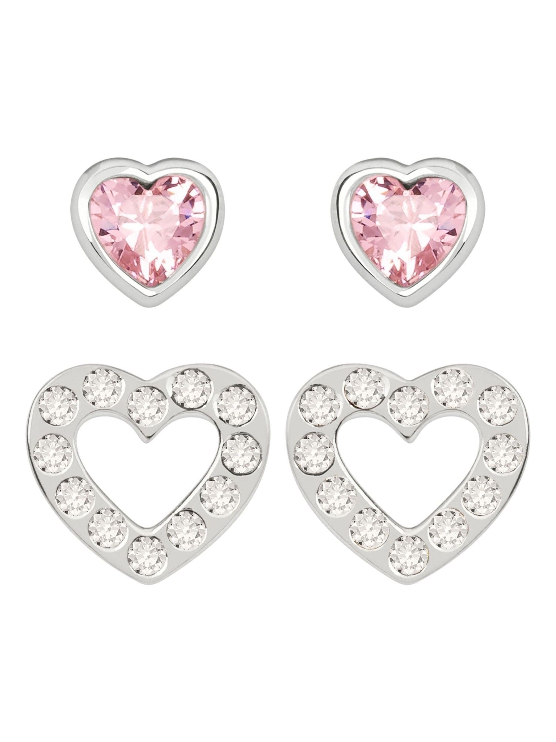 Radley Stud Earrings Pink and Clear Glass Twin Pack, imported from the UK