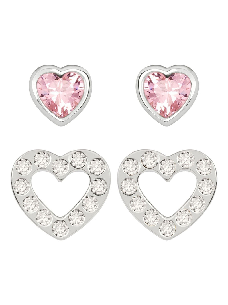 Radley Stud Earrings Pink and Clear Glass Twin Pack, imported from the UK