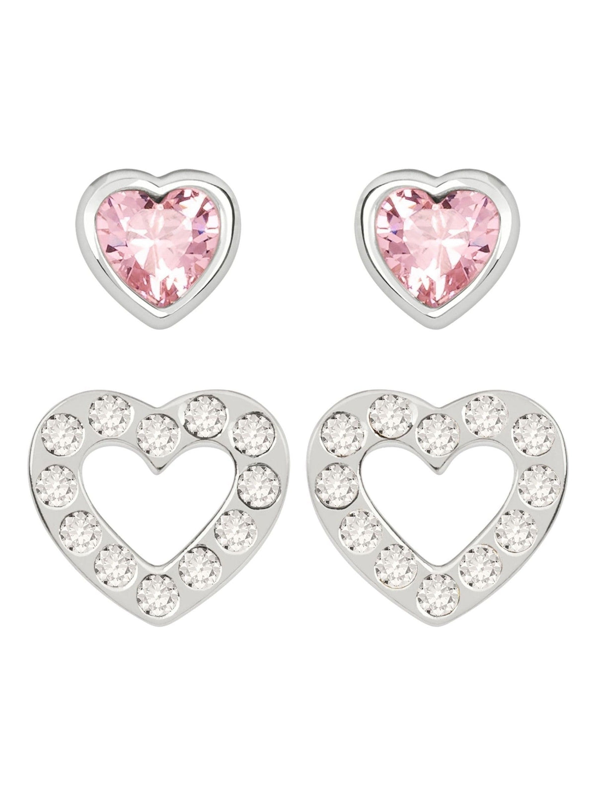 Radley Stud Earrings Pink and Clear Glass Twin Pack, imported from the UK