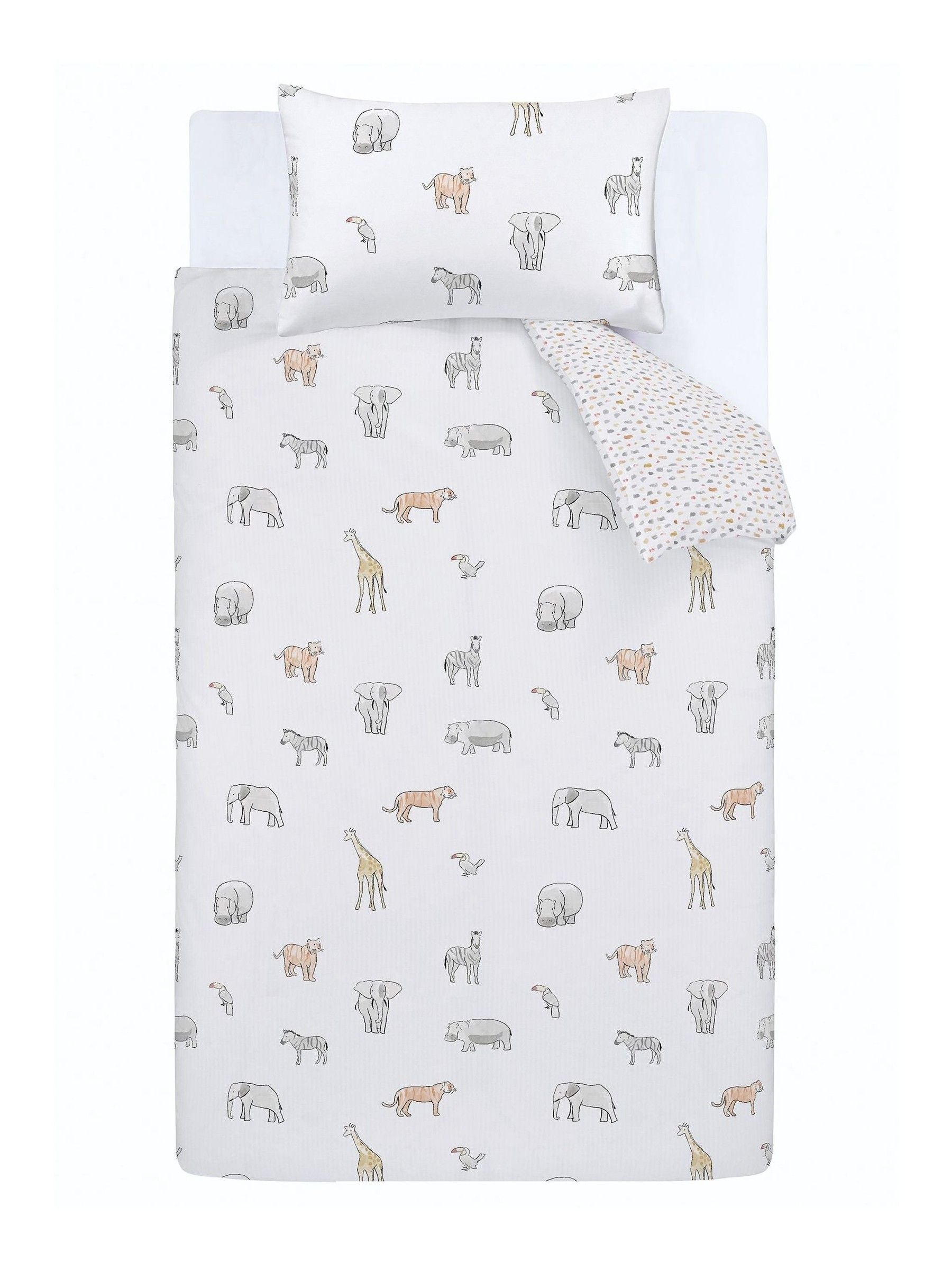 Bianca Kids Zoo Animals duvet cover and pillowcase set - British product