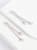 Silver tone crystal drop earrings in gift box - British product