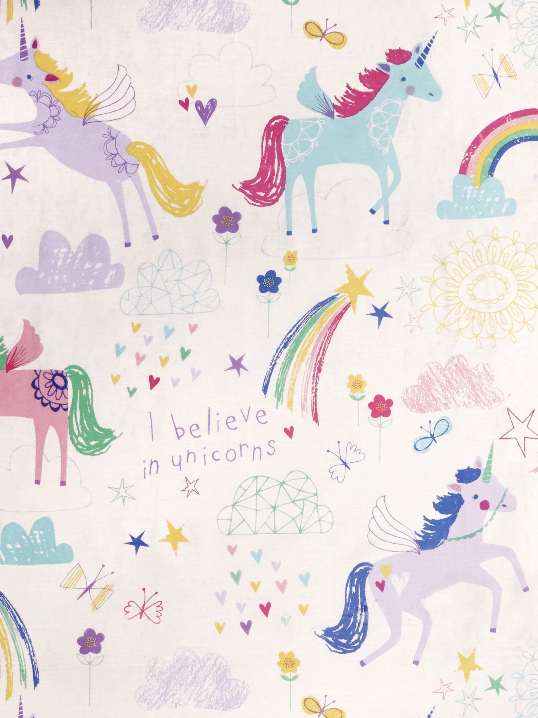 Bedlam White/Green Rainbow Unicorn Duvet Cover and Pillowcase Set