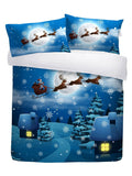 Glow-in-the-dark Blue Santa Christmas duvet cover and pillowcase set - British product