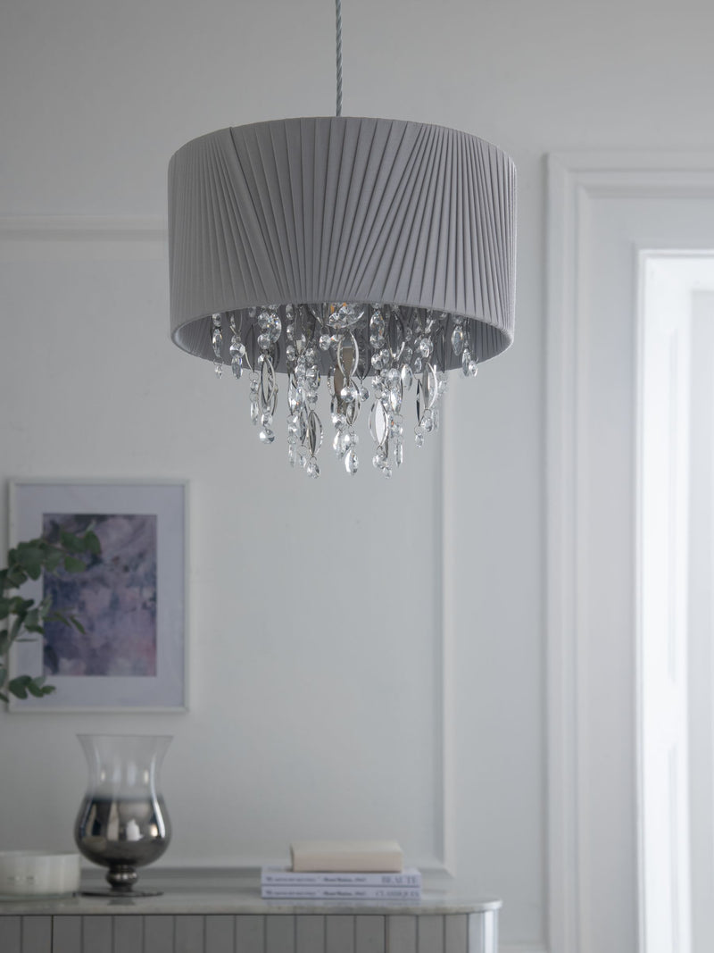 Bellagio grey pleated fabric lamp shade 32cm (British brand)