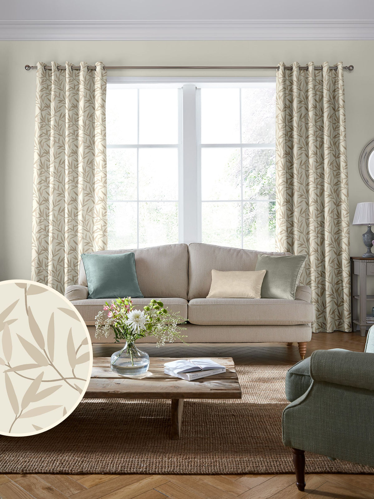 Laura Ashley Willow Leaf made to measure curtains (British brand)