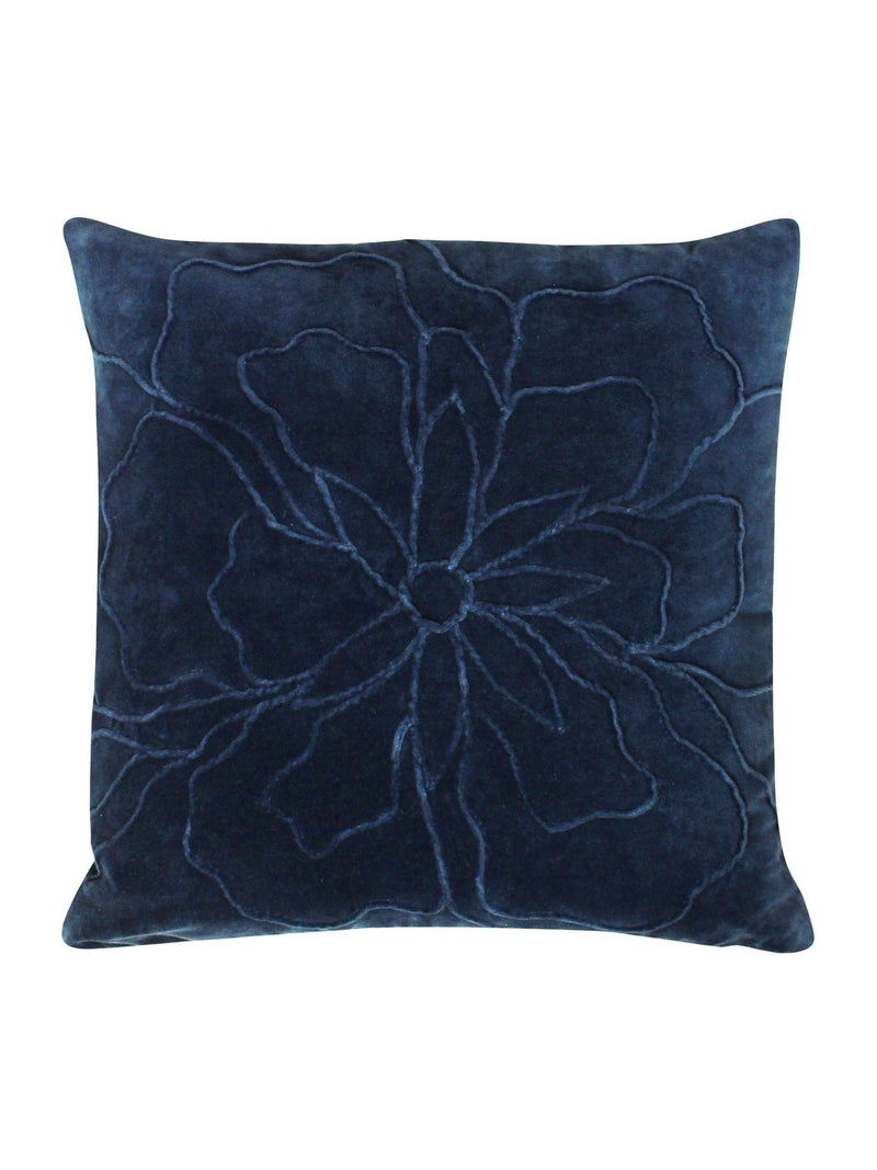 Furn navy blue cotton floral cushion 45cm, imported from the UK