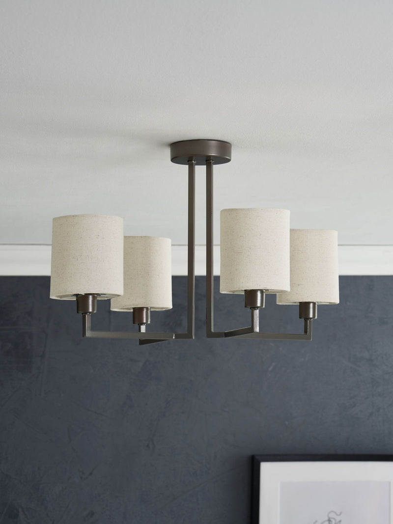 Greenwich 4 light flush ceiling light 50cm diameter (British brand)
