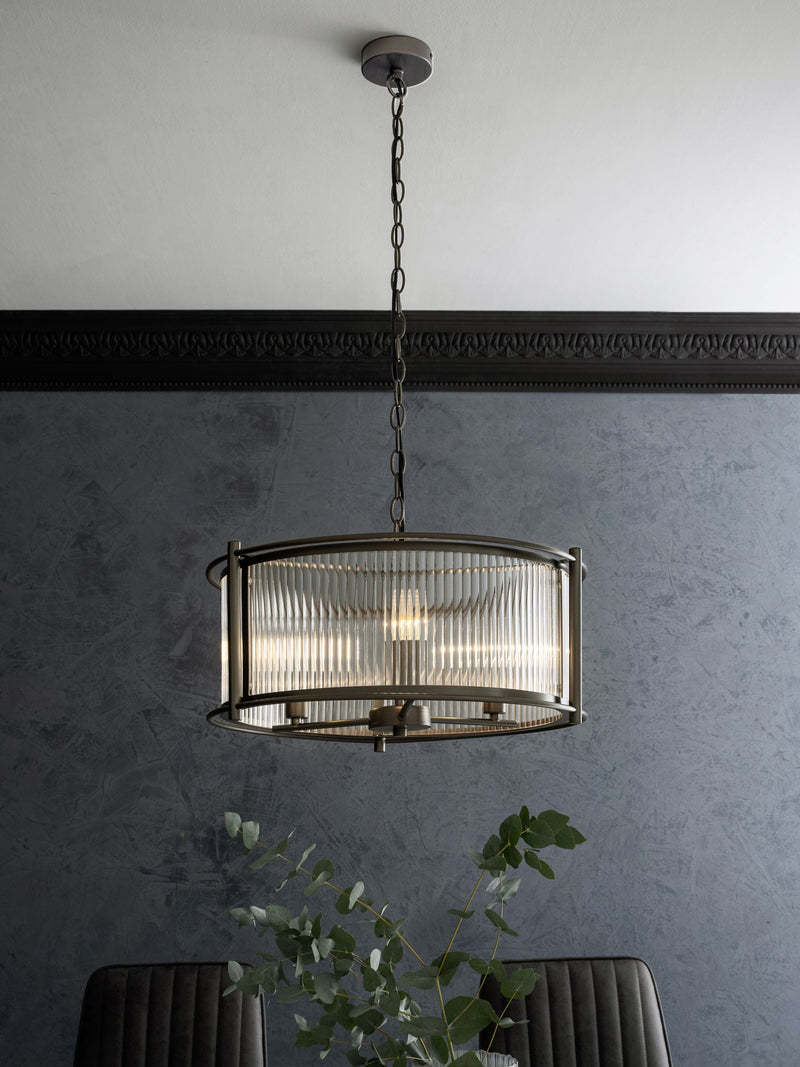 Pewter Hertford Chandelier 3 Light Ceiling Light