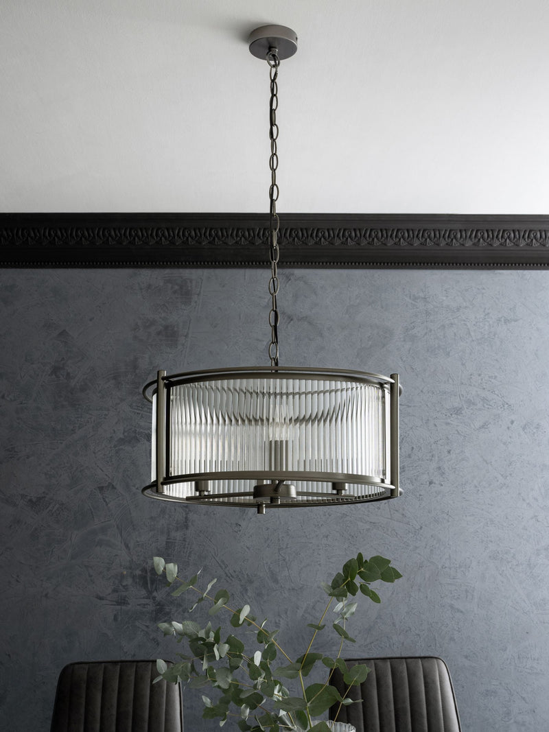 Pewter Hertford Chandelier 3 Light Ceiling Light