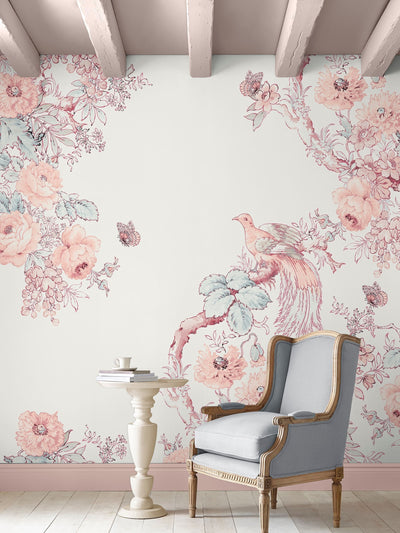 Next Laura Ashley Birtle Pink Wallpaper Mural 3m x 2.8m- Buy online at McGrocer