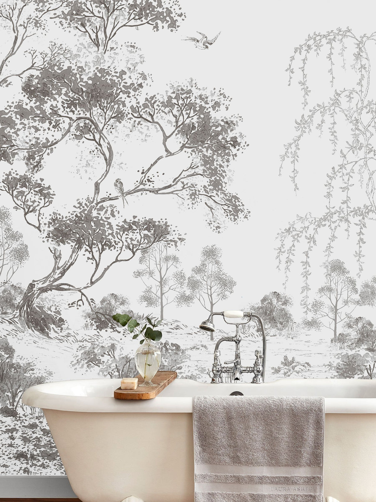 Laura Ashley black Talbenny wallpaper mural 3m, UK version