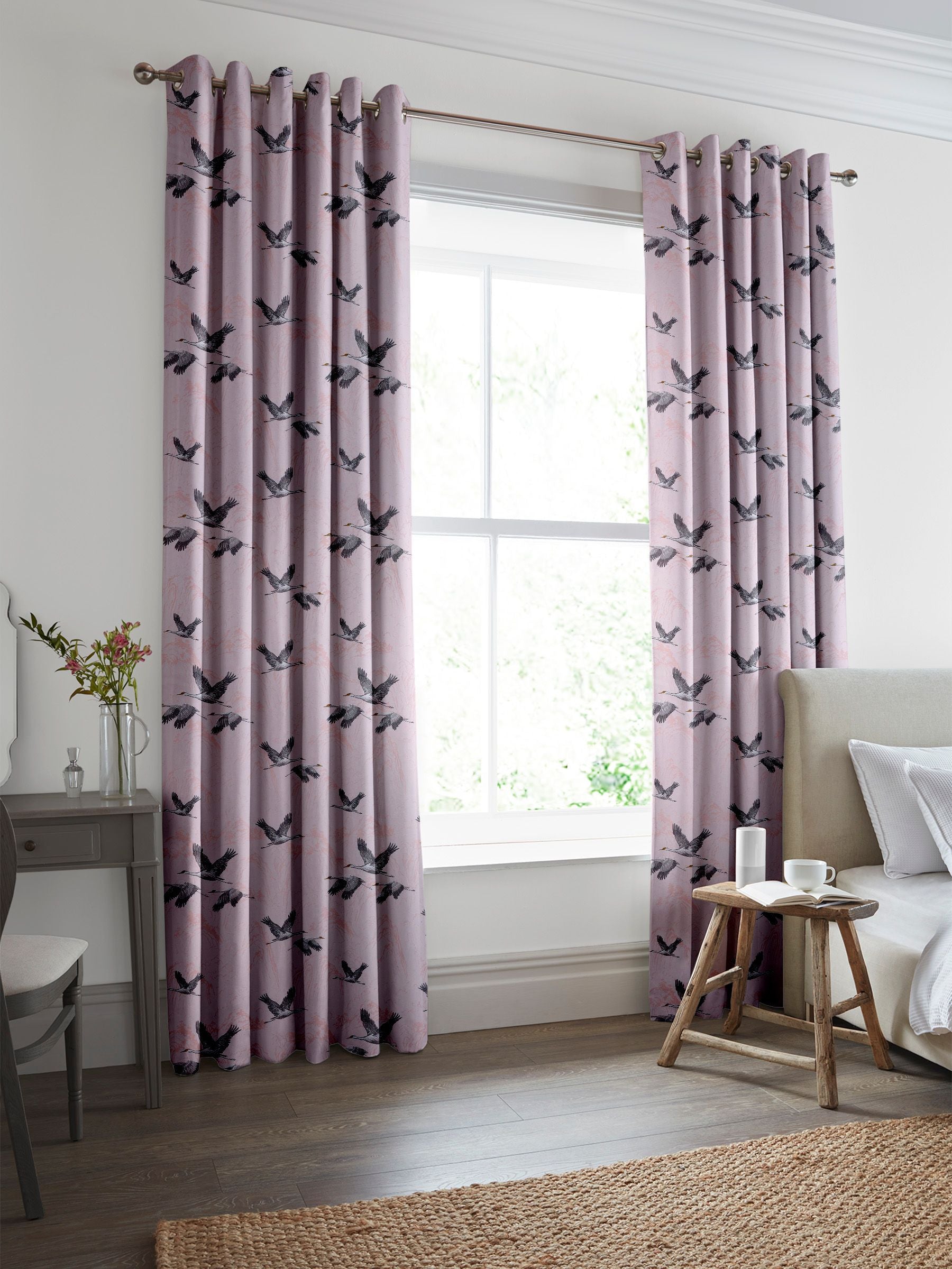 Laura Ashley Blush Pink Animalia embroidered curtains, imported from the UK