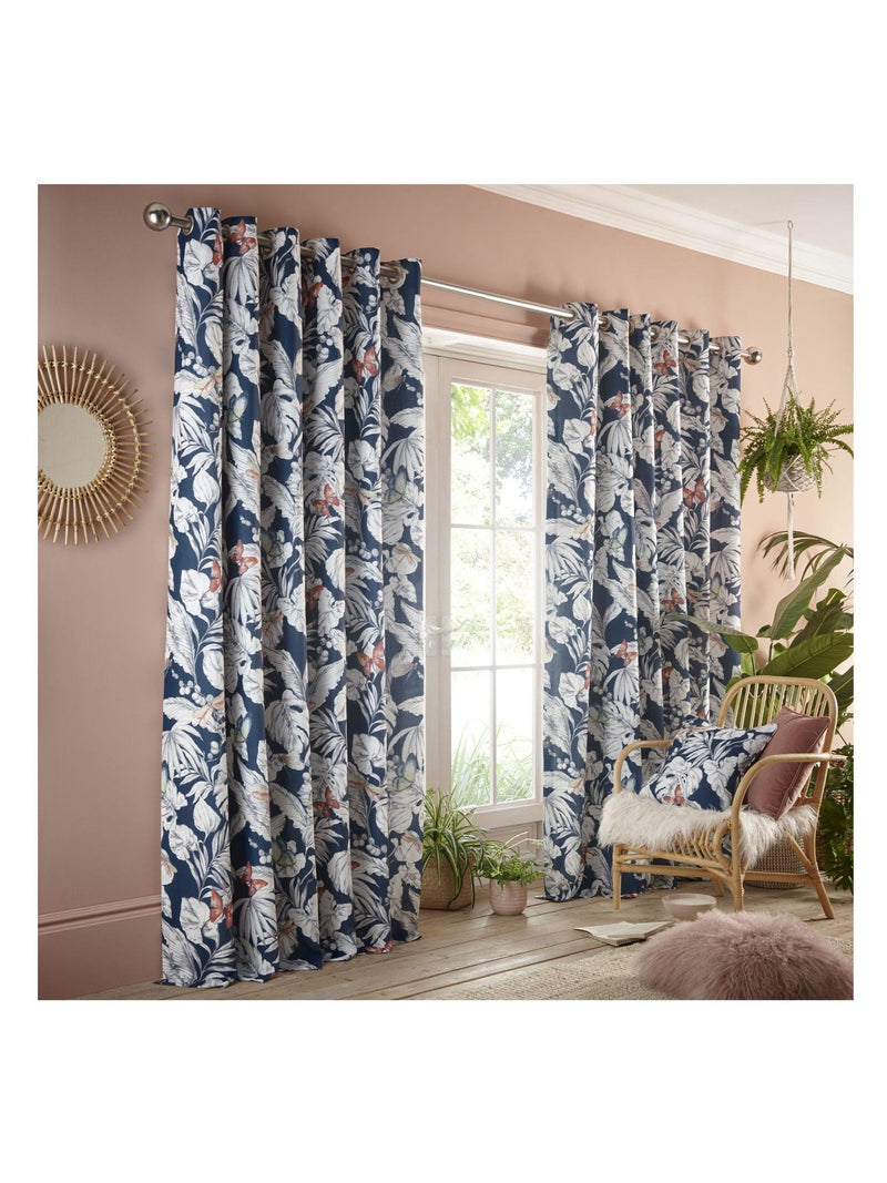 Studio G Blue Flutur eyelet curtains 229x183cm, UK version