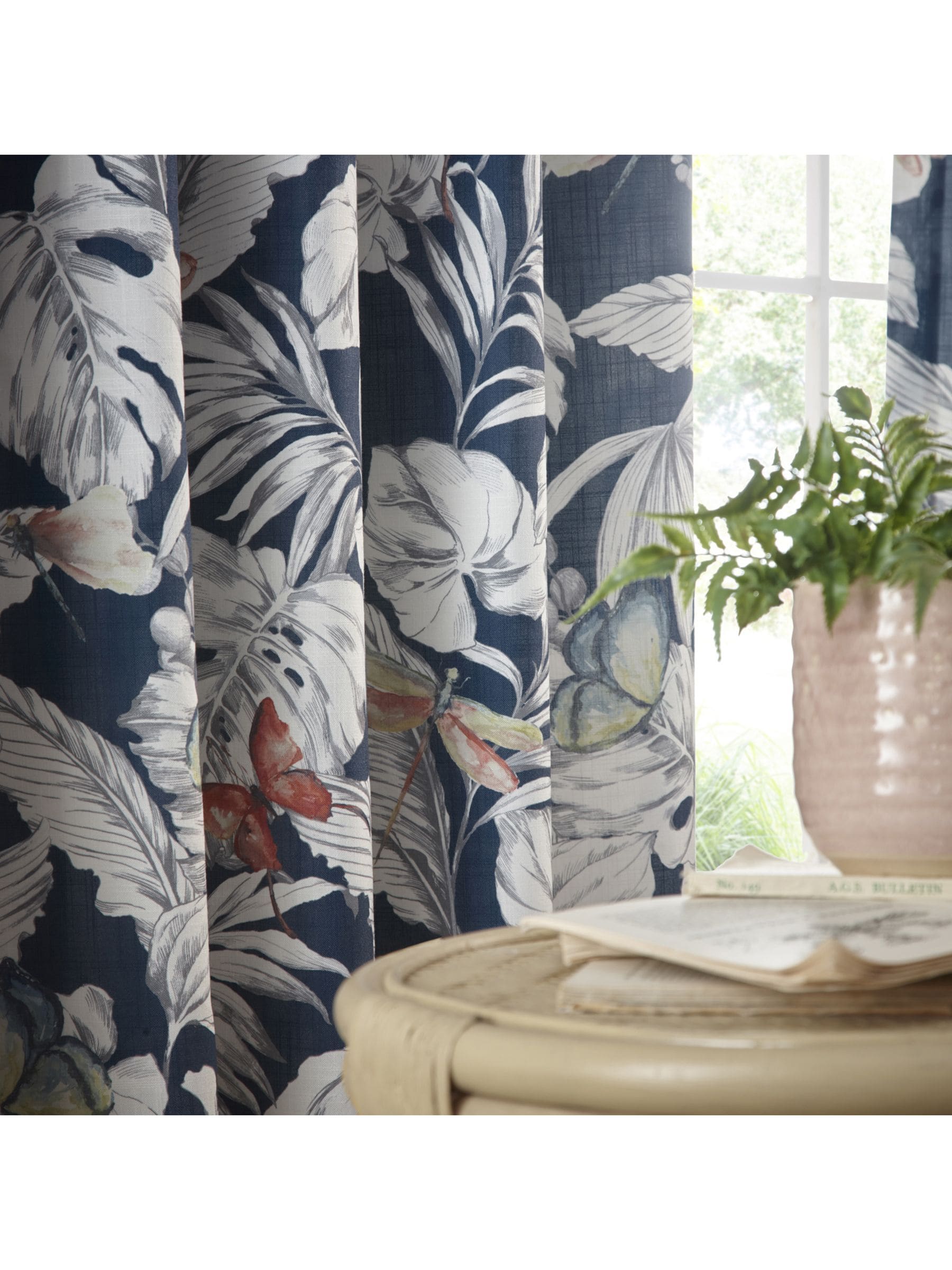 Studio G Blue Flutur eyelet curtains 229x183cm, UK version