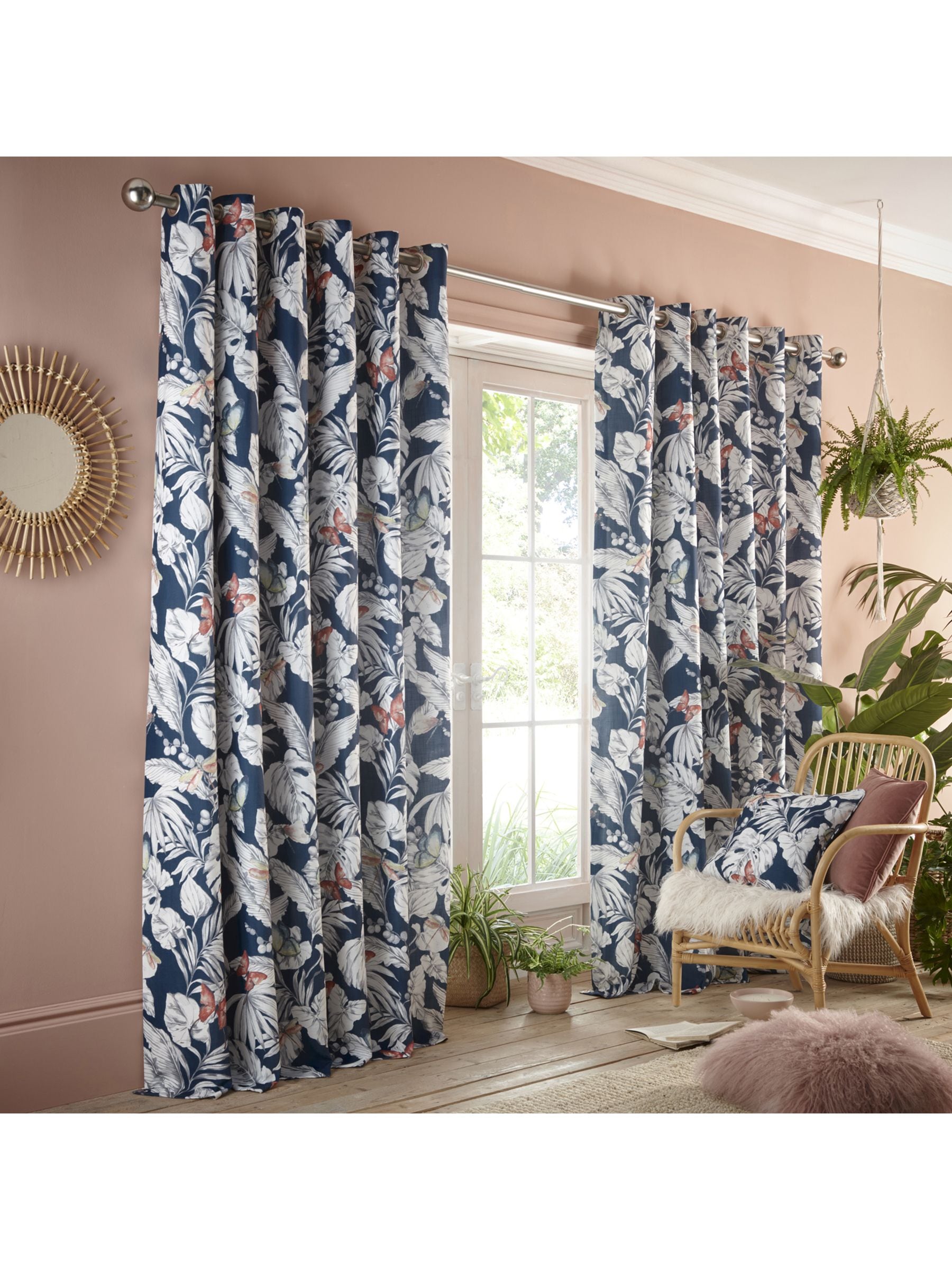 Studio G Blue Flutur eyelet curtains 229x183cm, UK version