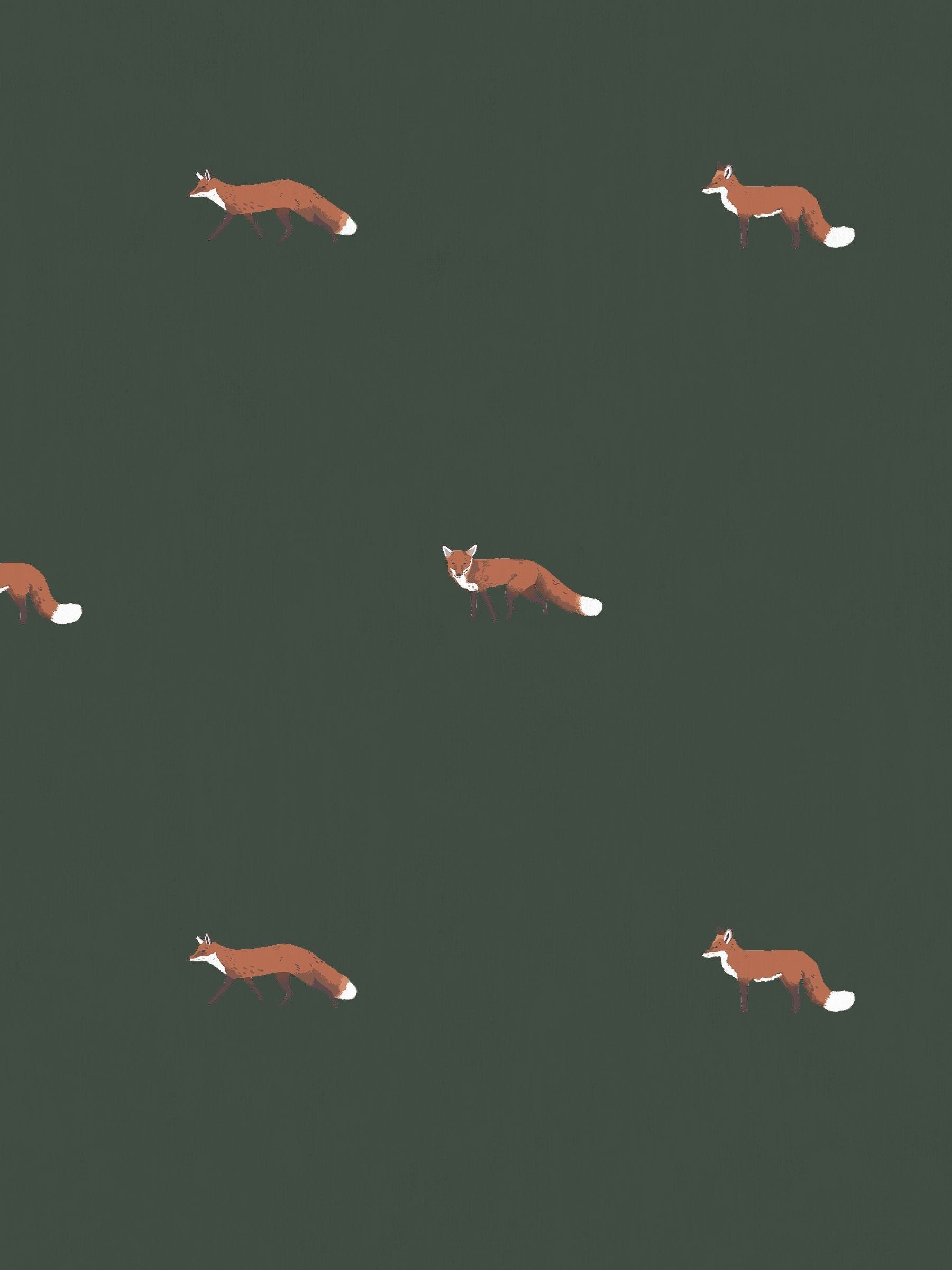 Store enrouleur Sophie Allport Green Foxes 100 % polyester, importé du Royaume-Uni