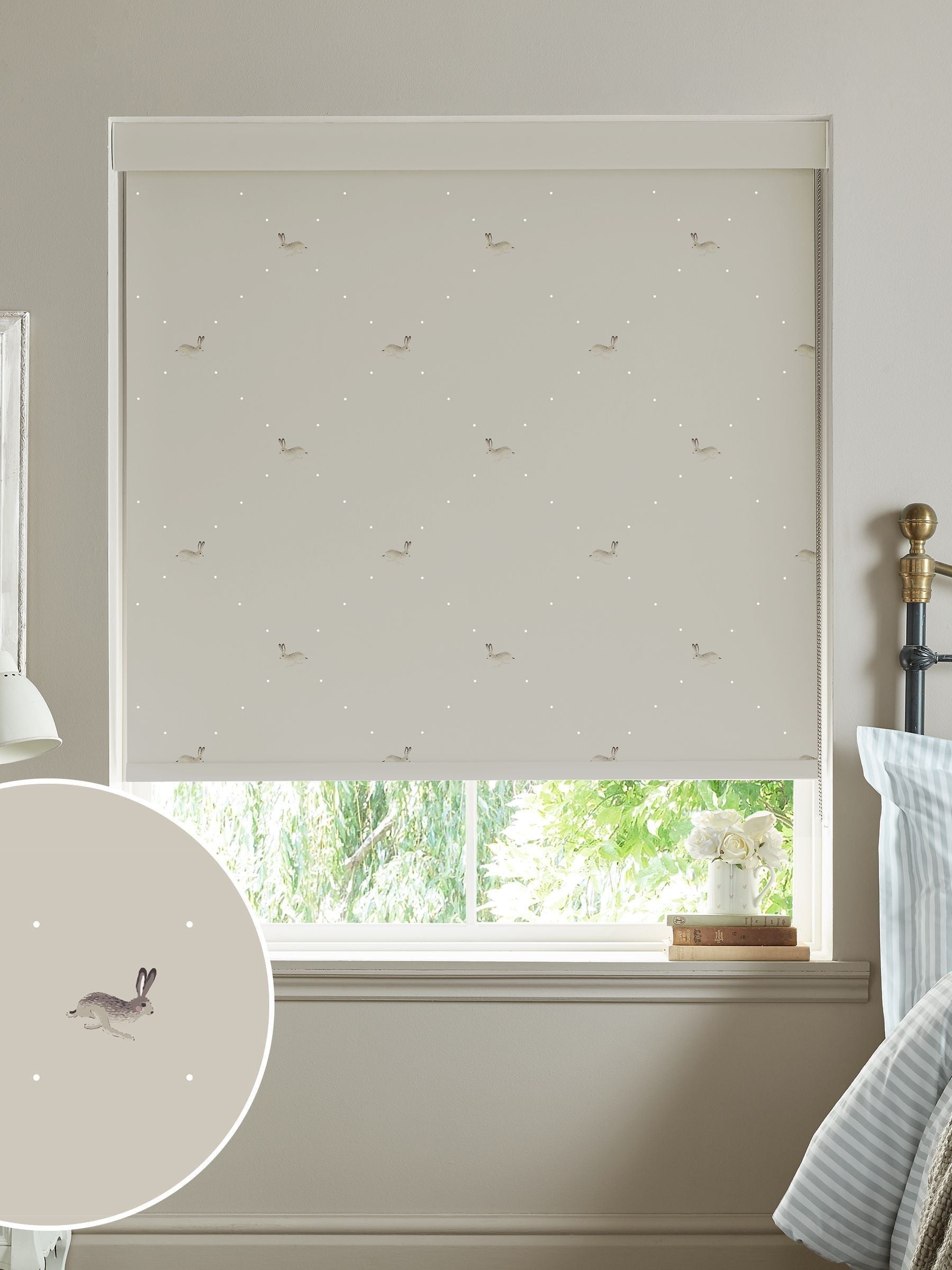 Sophie Allport roller blind with Hare design (British brand)