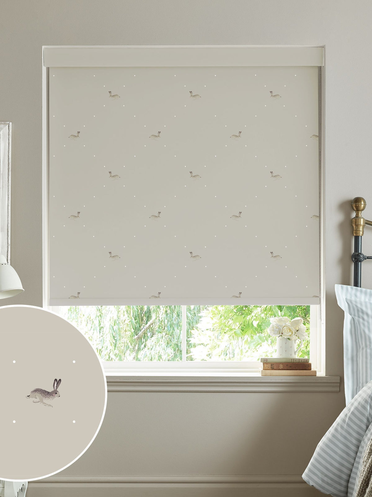Sophie Allport roller blind with Hare design (British brand)