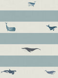 Sophie Allport roller blind deep duck egg blue stripe whale - British product