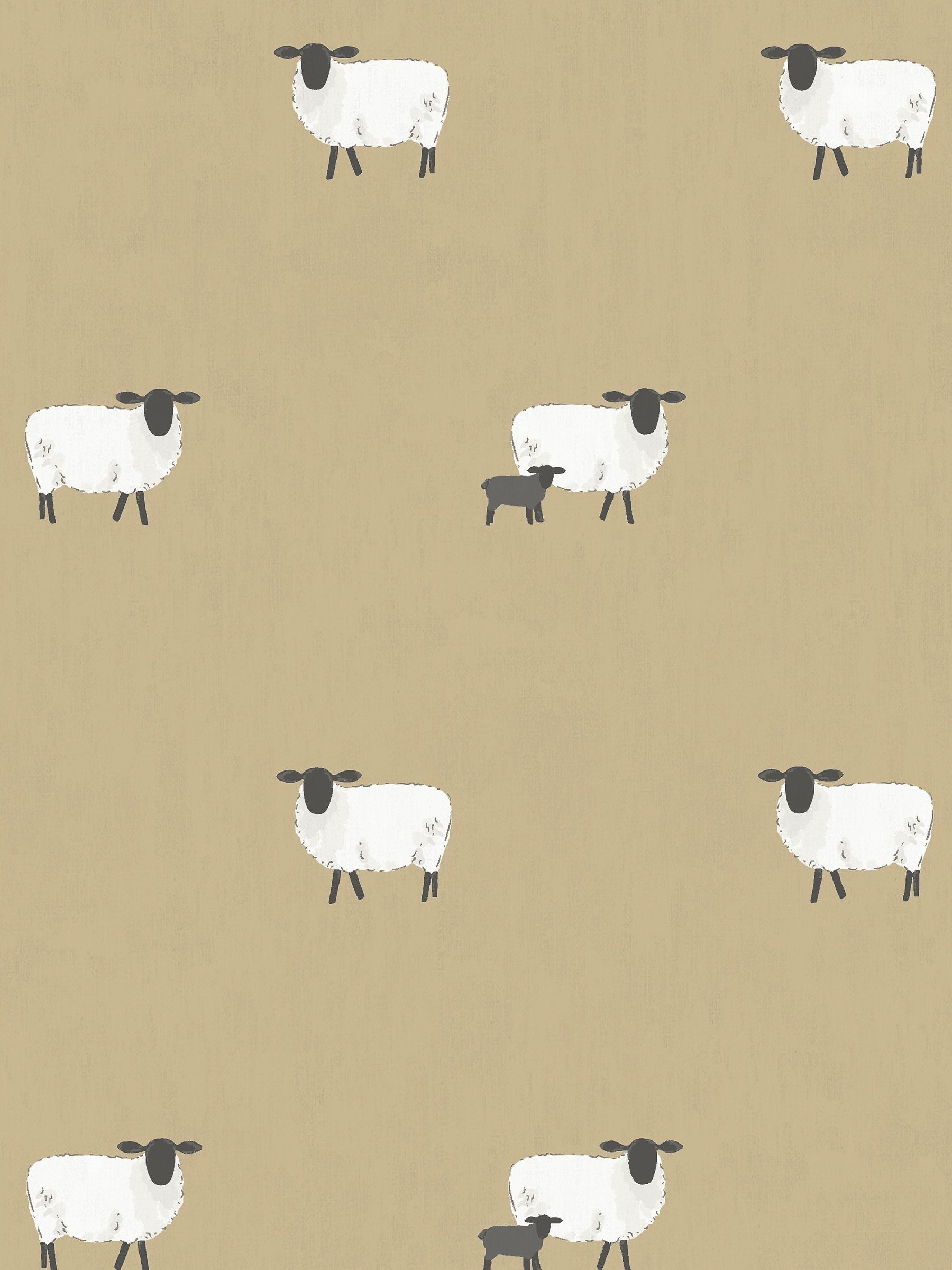 Store enrouleur Sophie Allport design moutons jaune ocre, version Royaume-Uni
