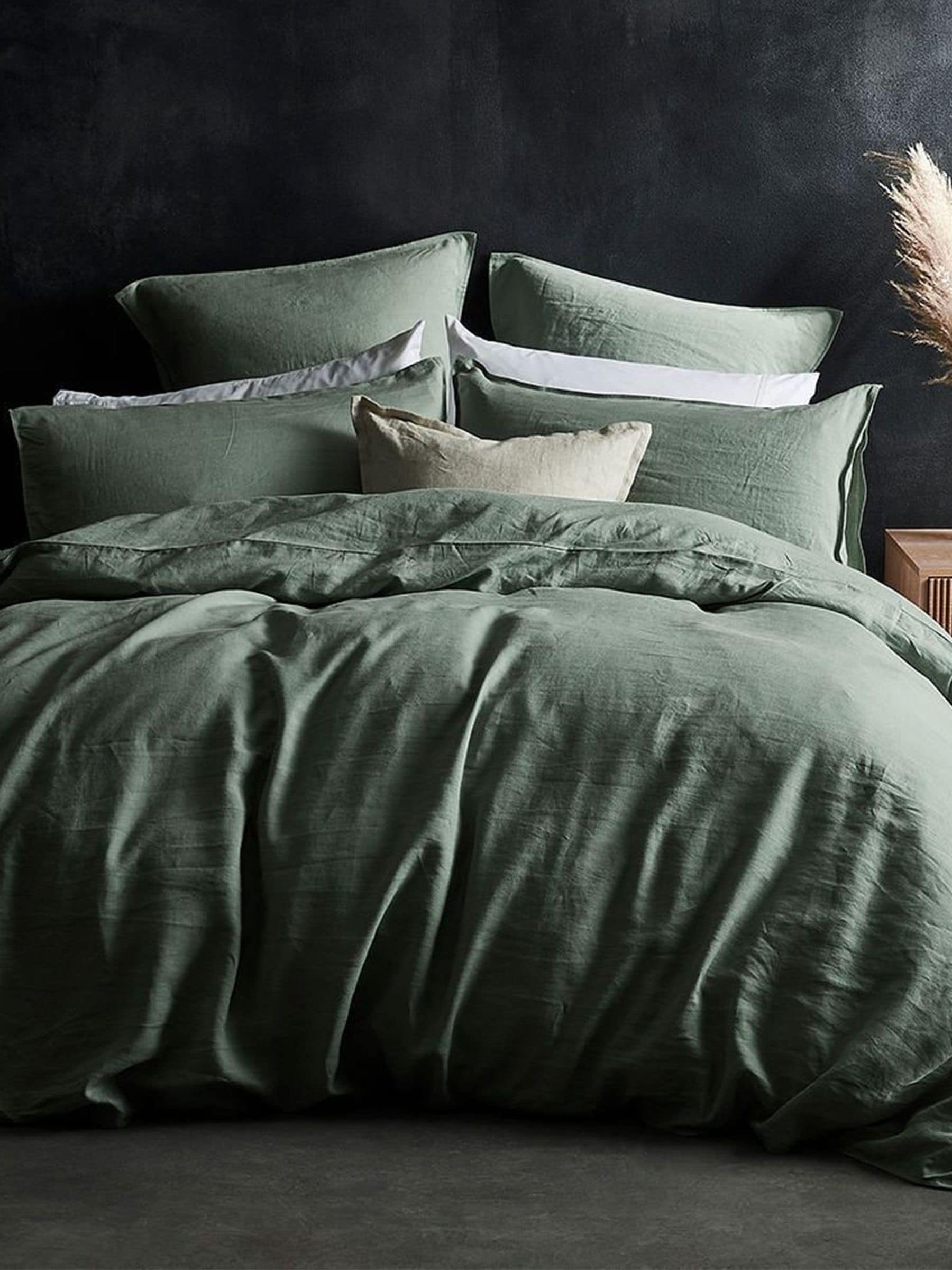 Lazy Linen Set of 2 Blue Washed 100% Linen Pillowcases