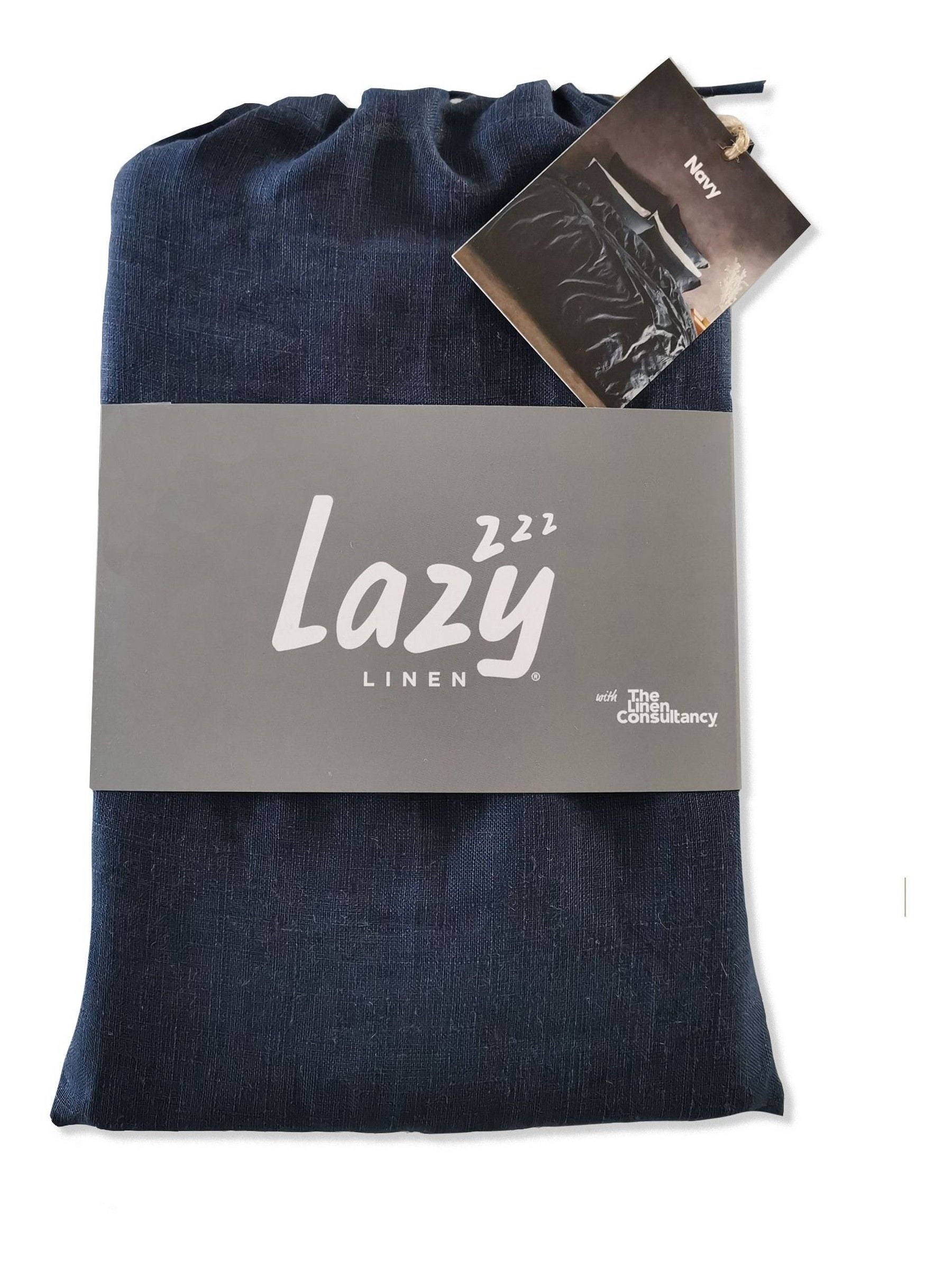 Lazy Linen blue washed fitted sheet, UK version