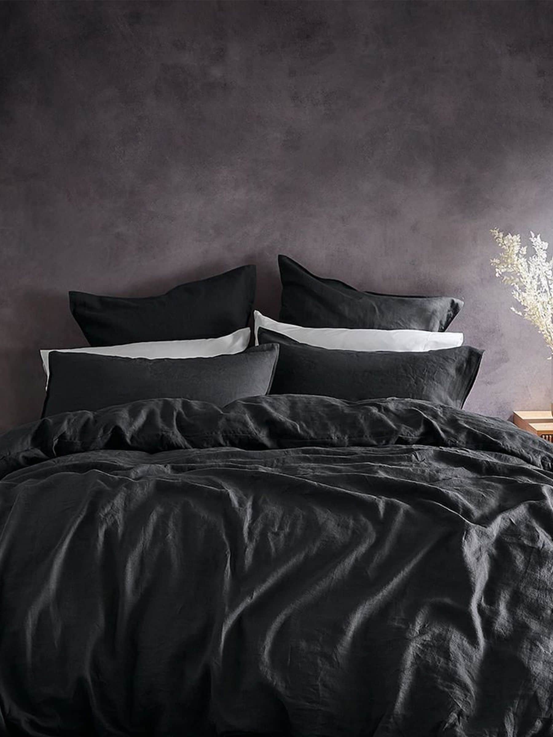 Lazy Linen Set of 2 Blue Washed 100% Linen Pillowcases