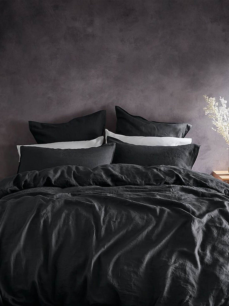 Lazy Linen Set of 2 Blue Washed 100% Linen Pillowcases