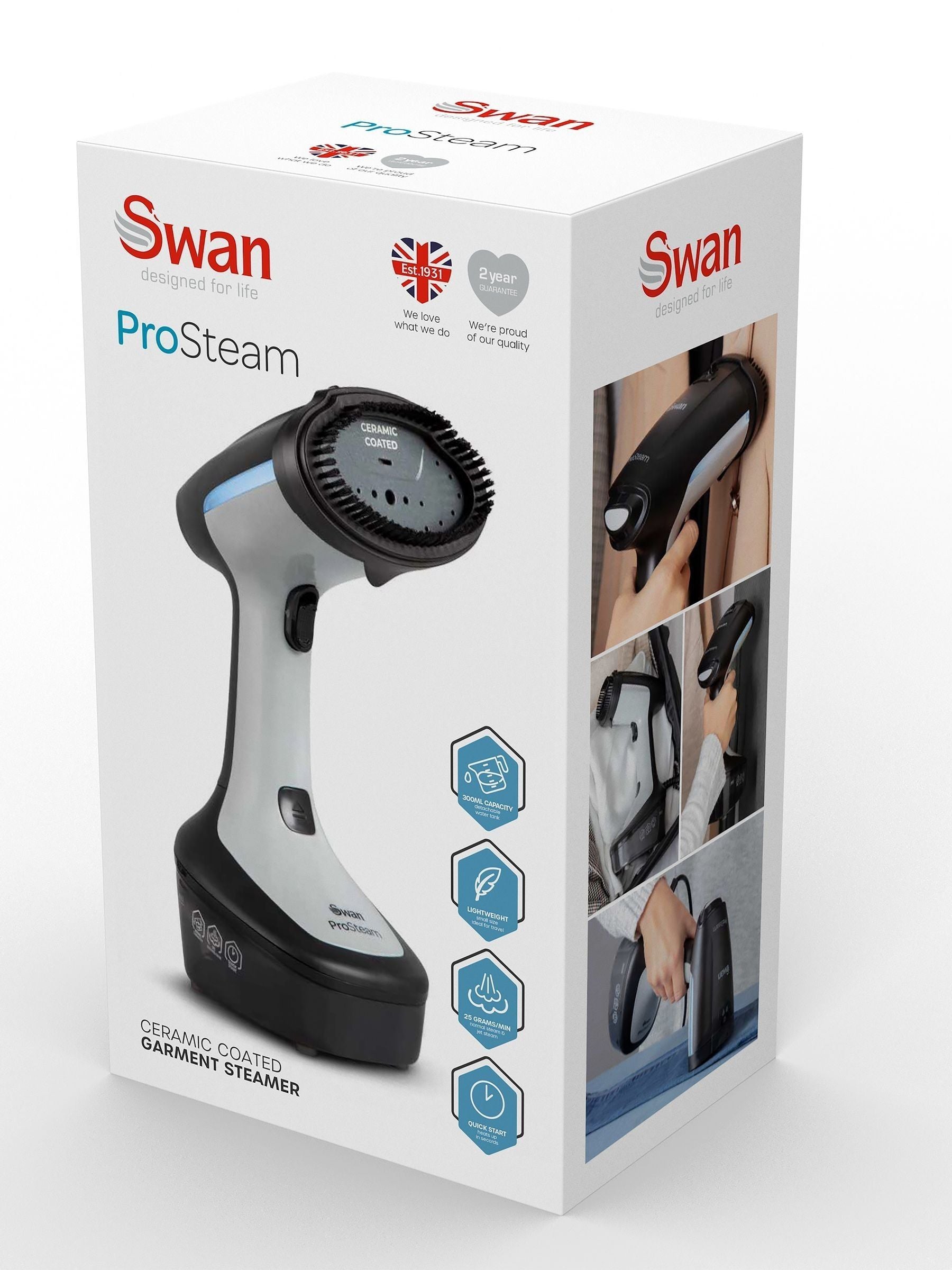 Swan grey portable garment steamer, imported from the UK