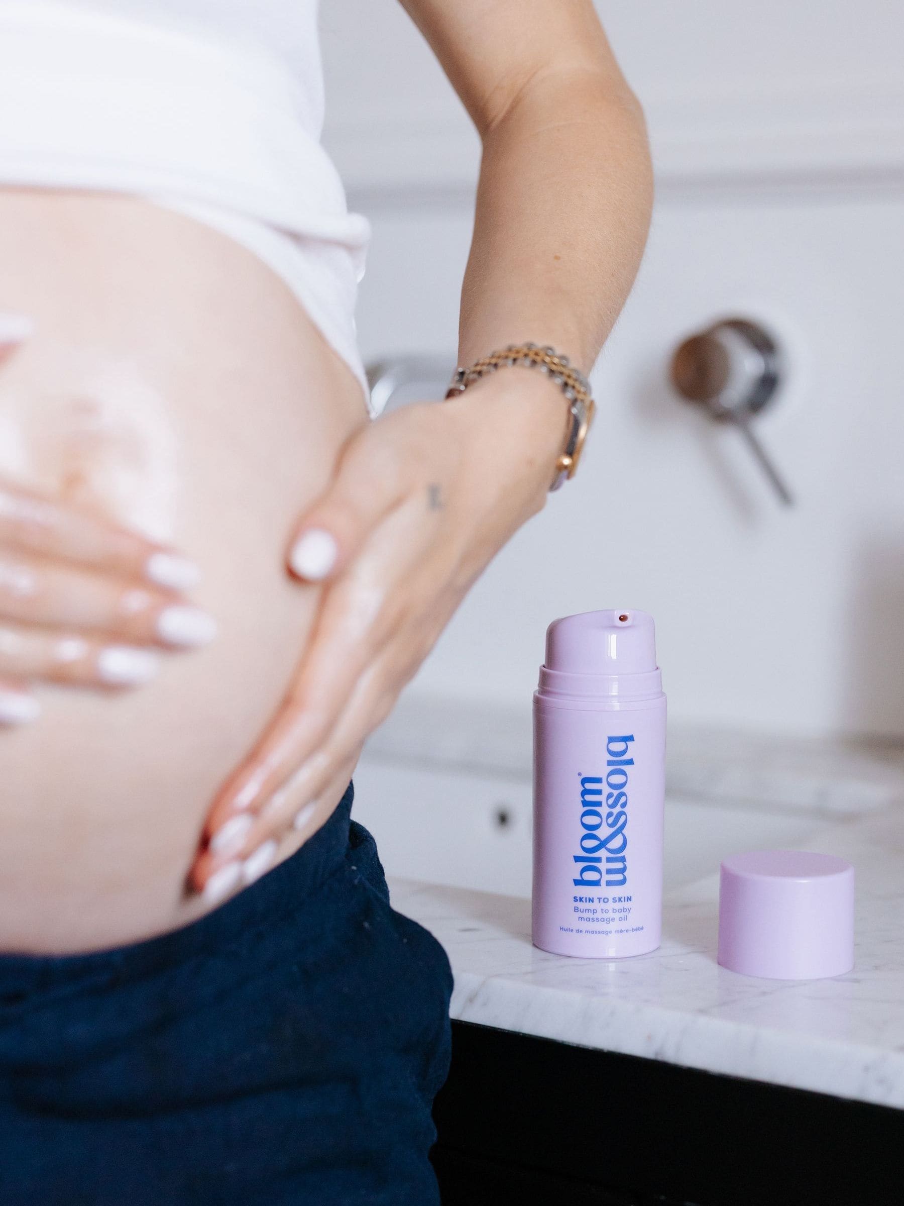 Bloom and Blossom bump to baby massage oil, imported from the UK