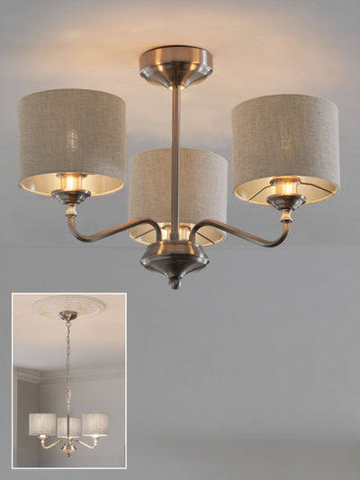 Next Brushed Nickel Burford Chandelier 3 Light Ceiling Light- Buy online at McGrocer