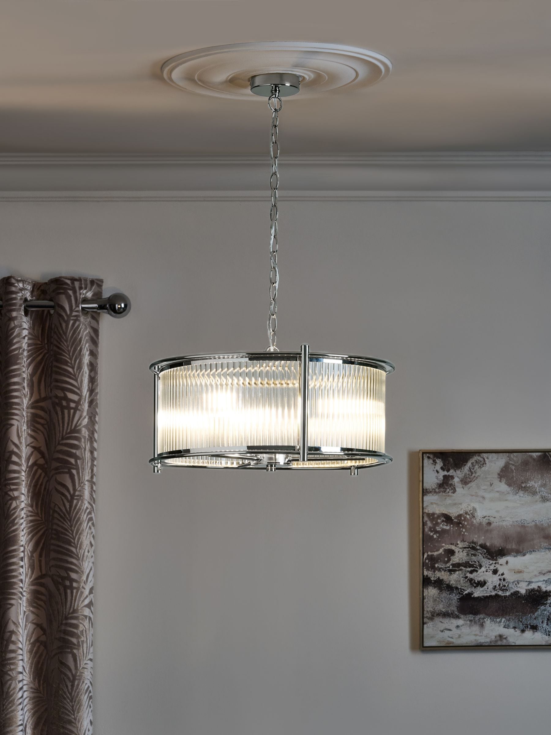 Nickel Hertford Chandelier 3 Light Ceiling Light