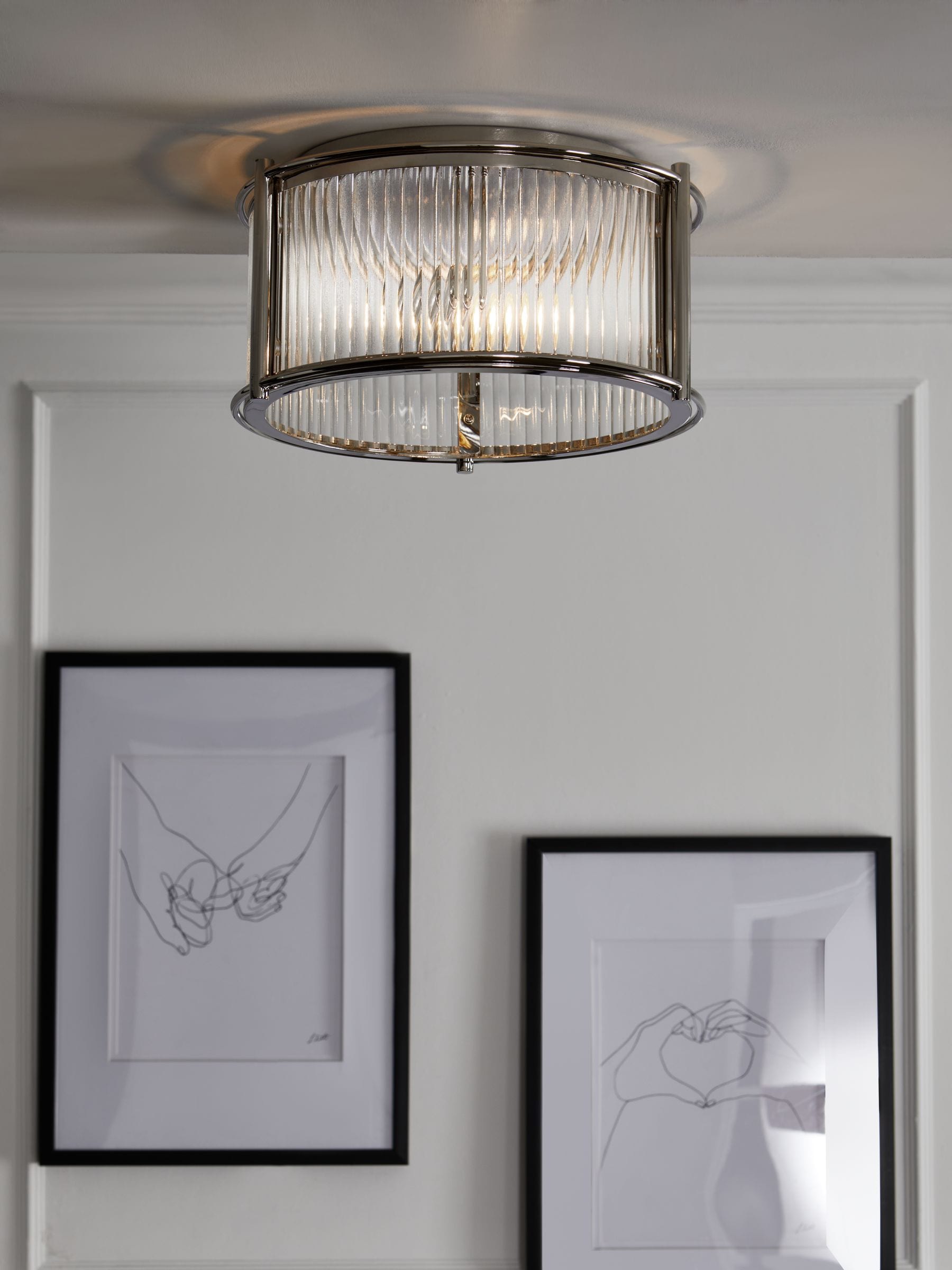 Brass Hertford 2 Light Flush Ceiling Light - 18cm Height 33.5cm Diameter