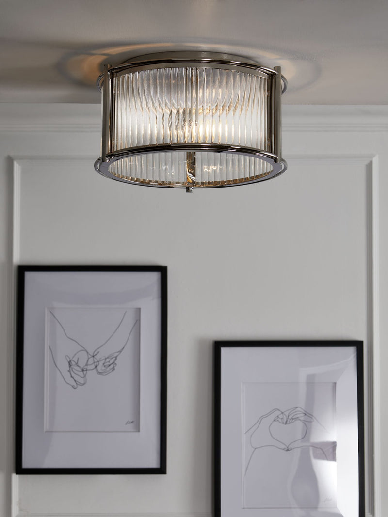 Brass Hertford 2 Light Flush Ceiling Light - 18cm Height 33.5cm Diameter