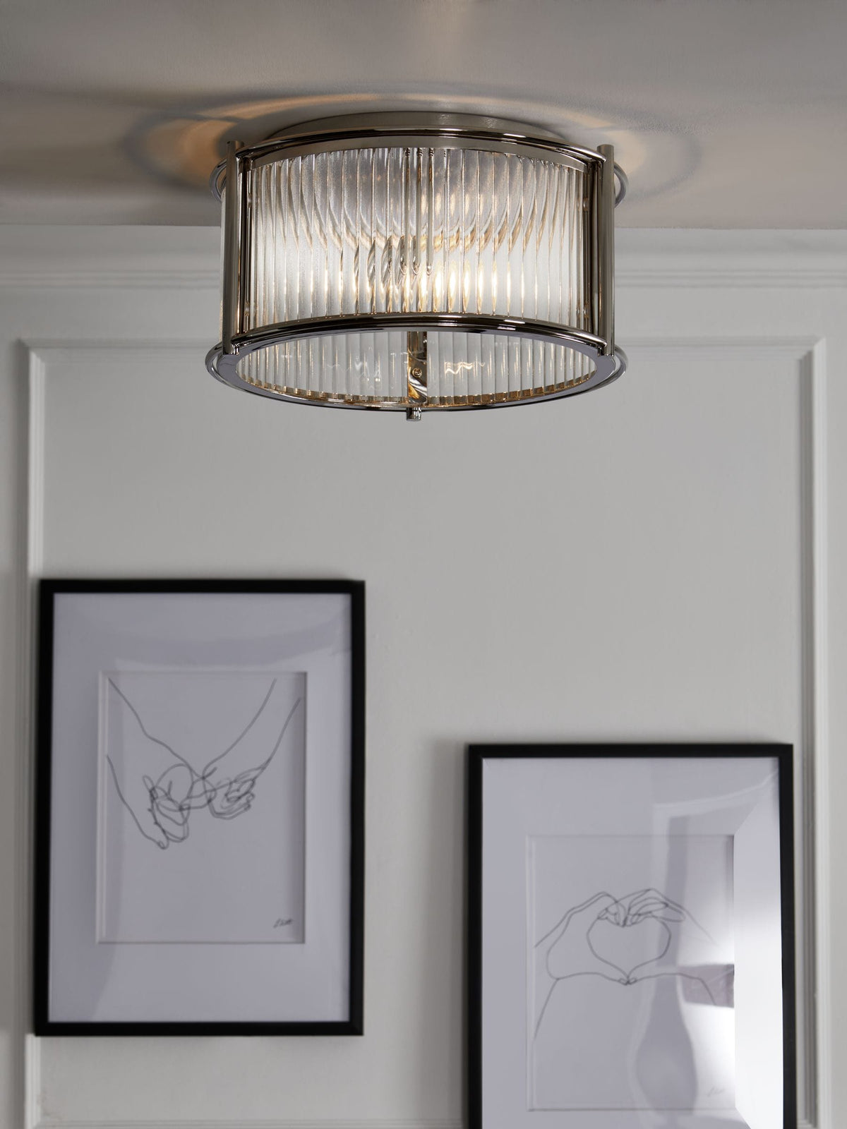 Brass Hertford 2 Light Flush Ceiling Light - 18cm Height 33.5cm Diameter