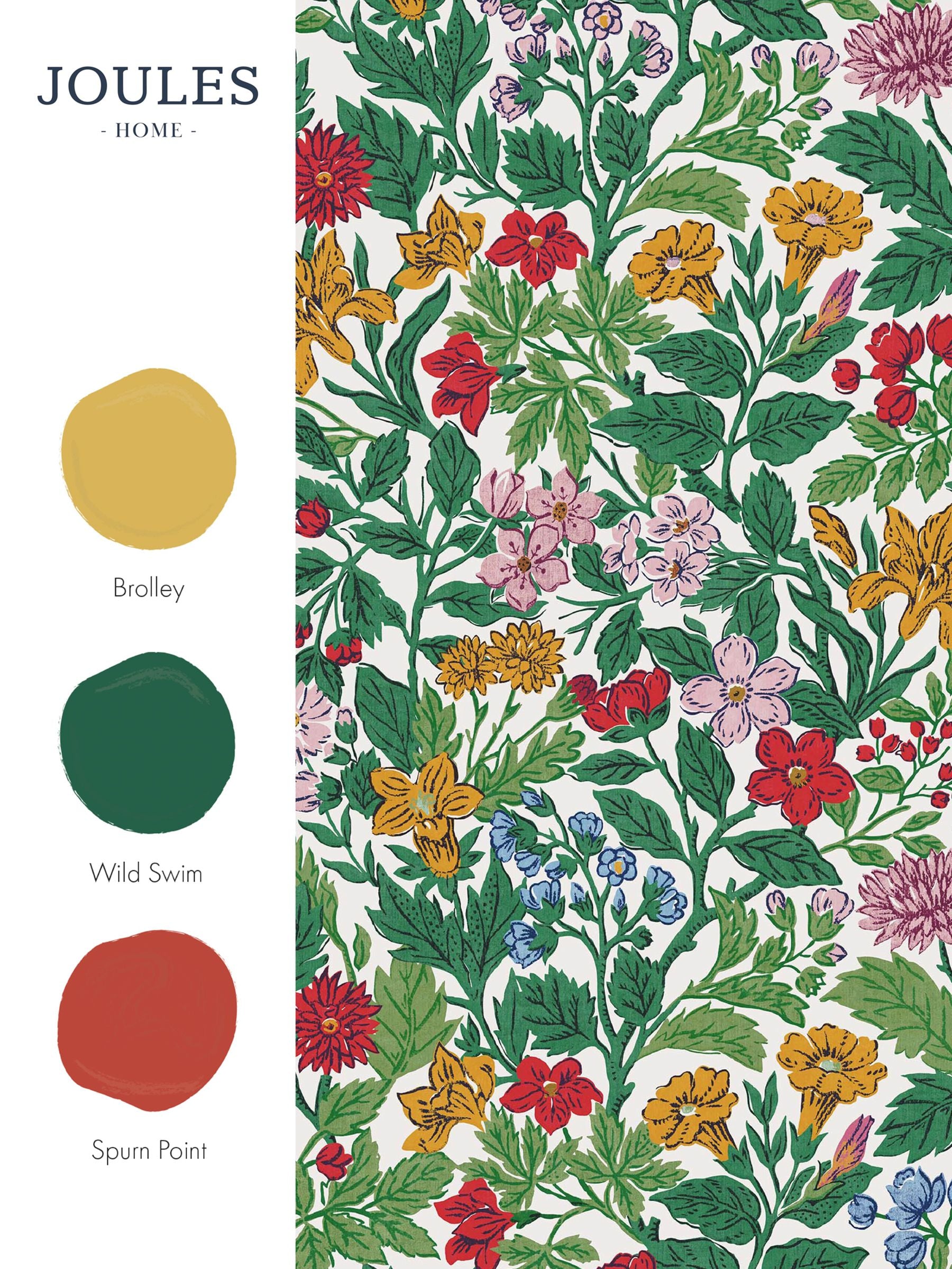 Joules floral wallpaper in rainbow palette, UK version