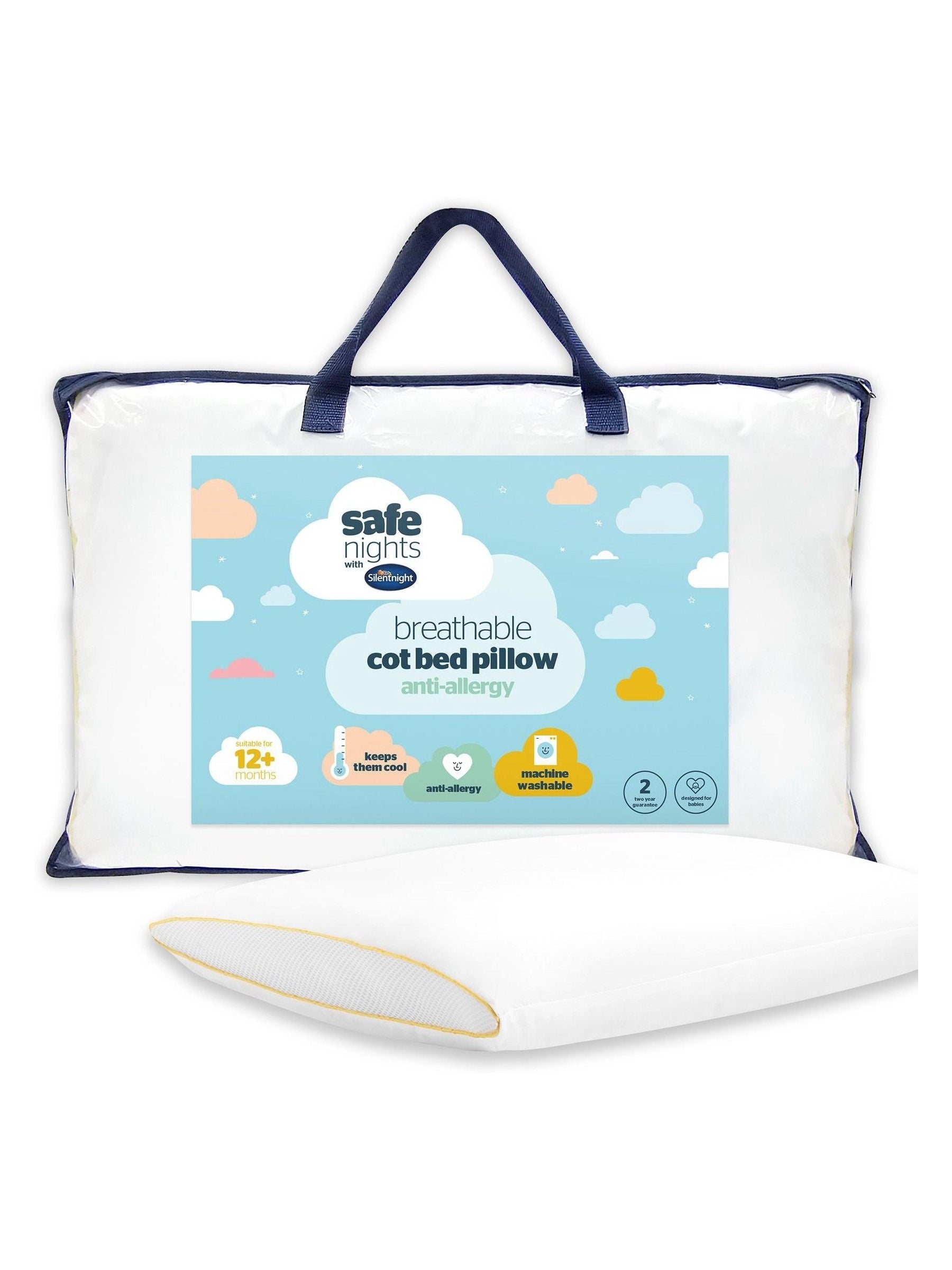 Silentnight Safe Nights breathable cot bed pillow (British brand)