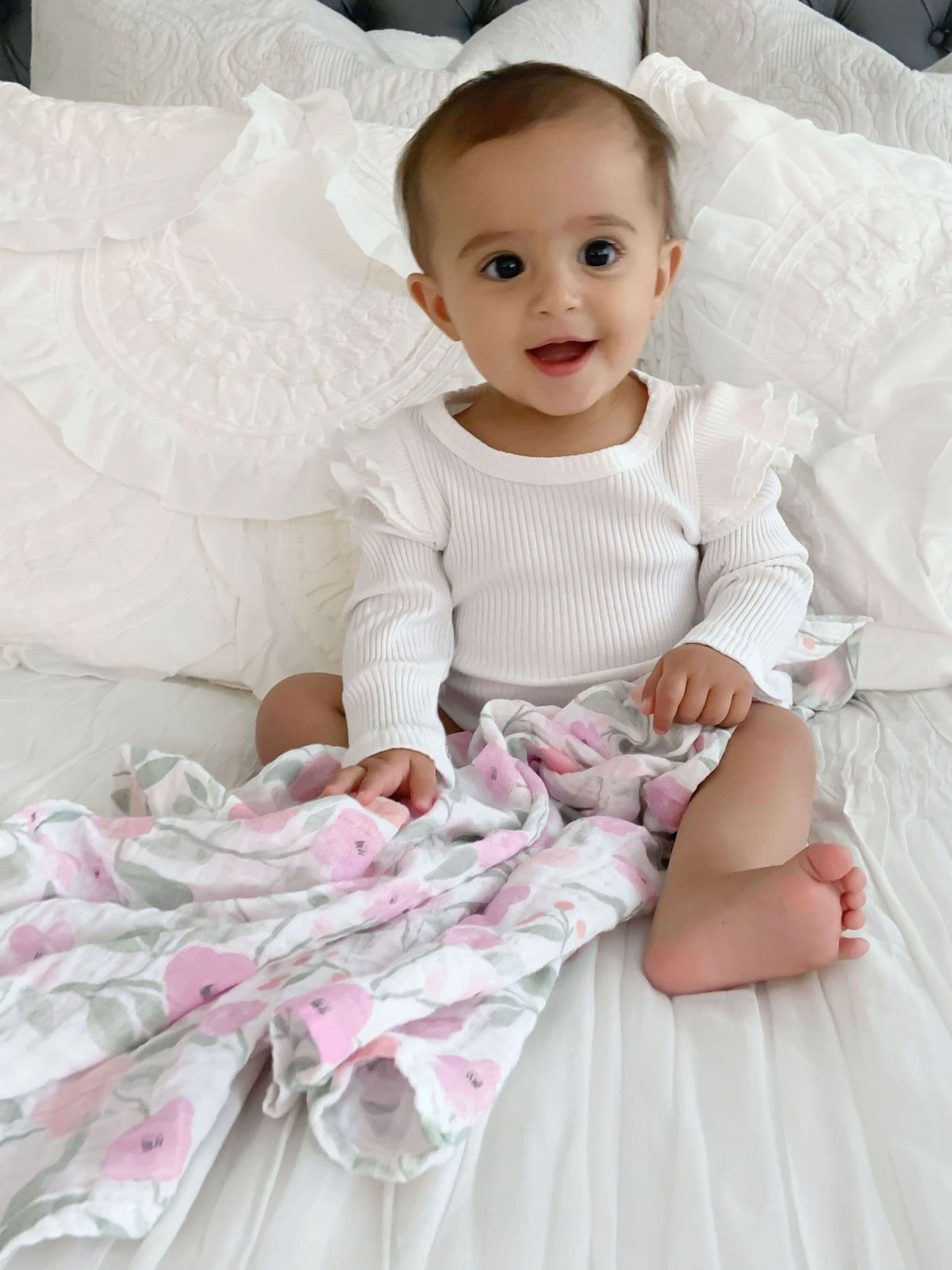 aden + anais pink large muslin blanket, imported from the UK