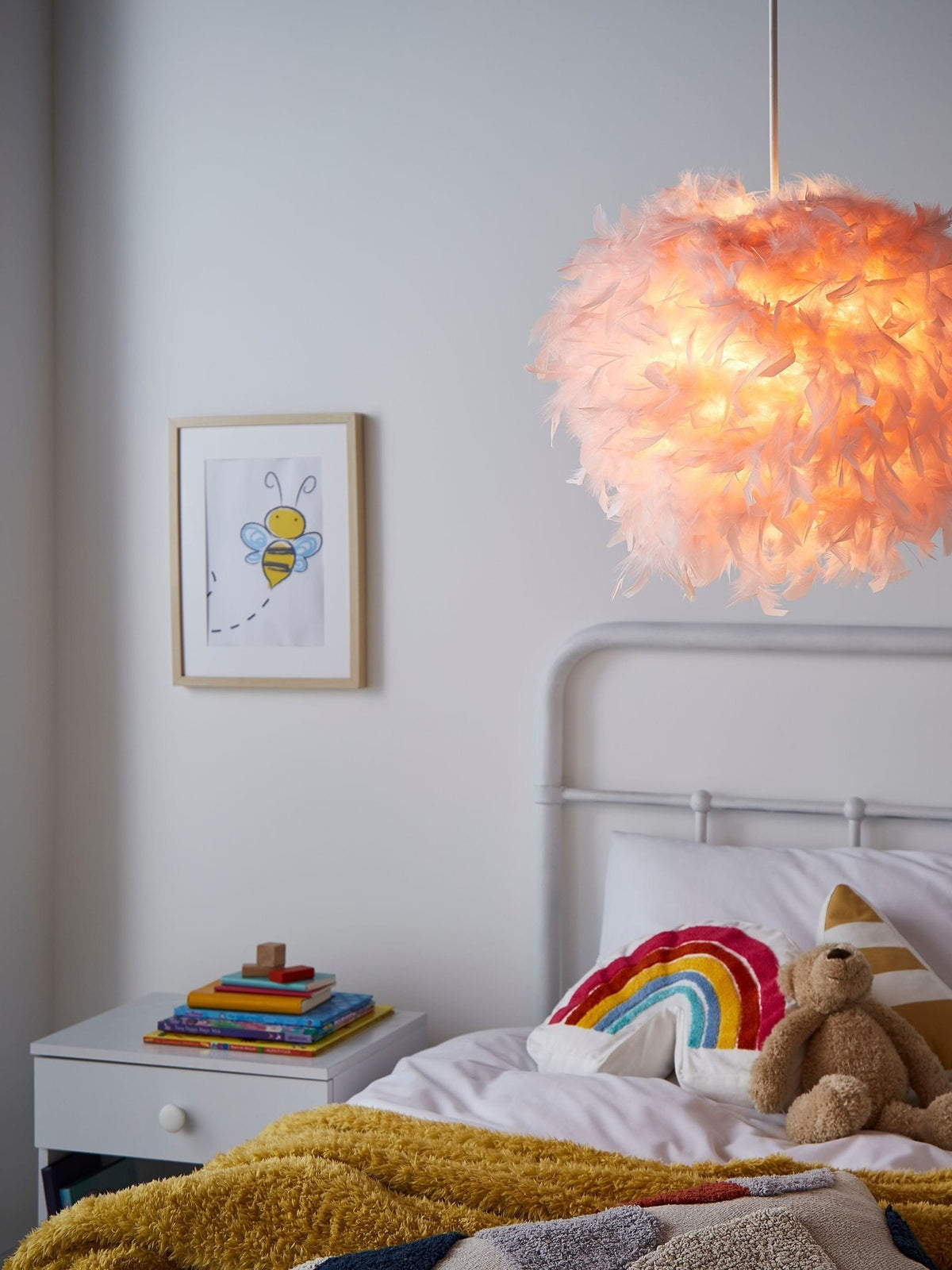 Glow pink ball shade ceiling light 40cm, British brand
