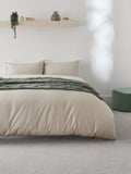 Natural easy care polycotton plain duvet cover and pillowcase set - British product