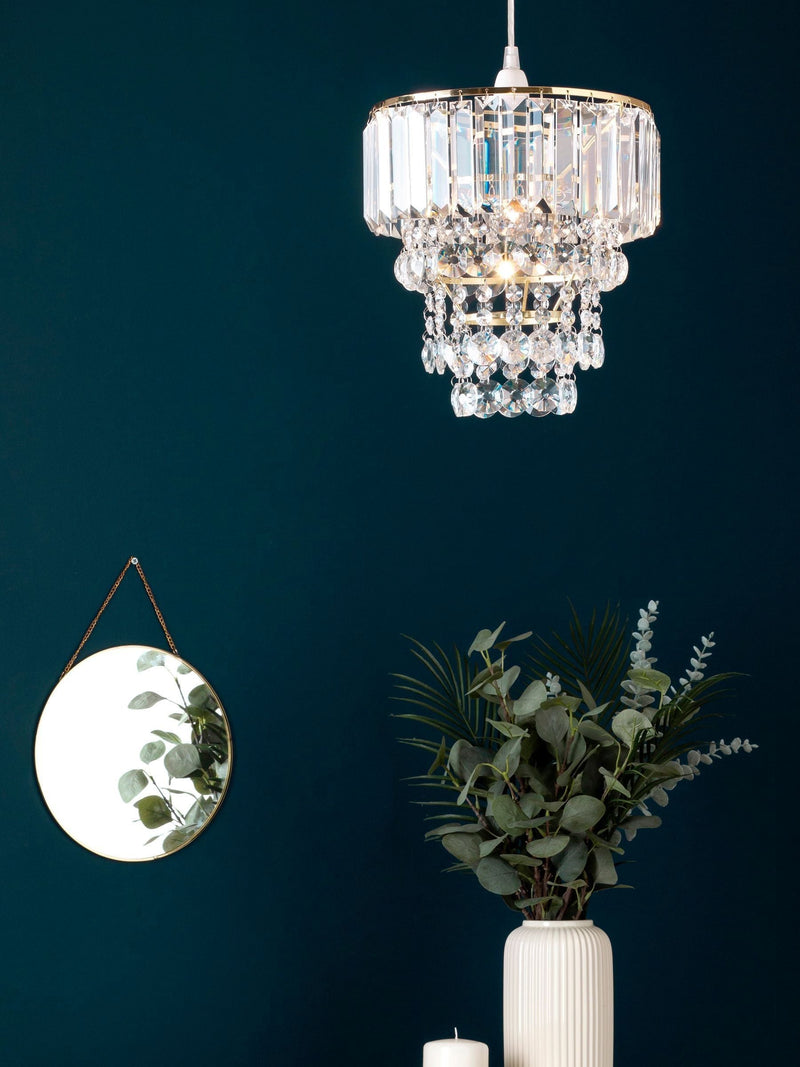 BHS Paladina Crystal Satin Brass Ceiling Light