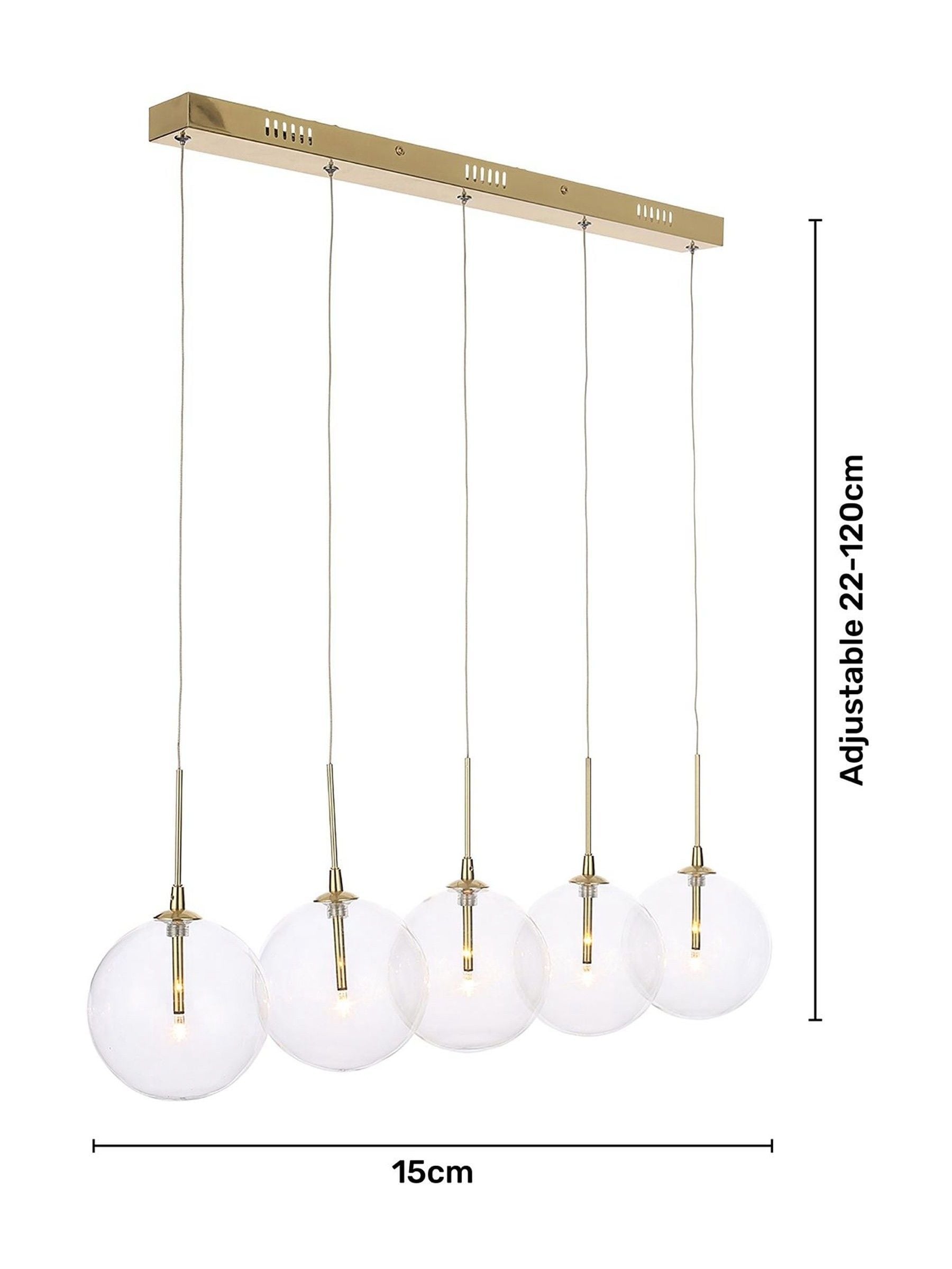 BHS Gold Byron Bar 5 Ceiling Light Pendant - British product