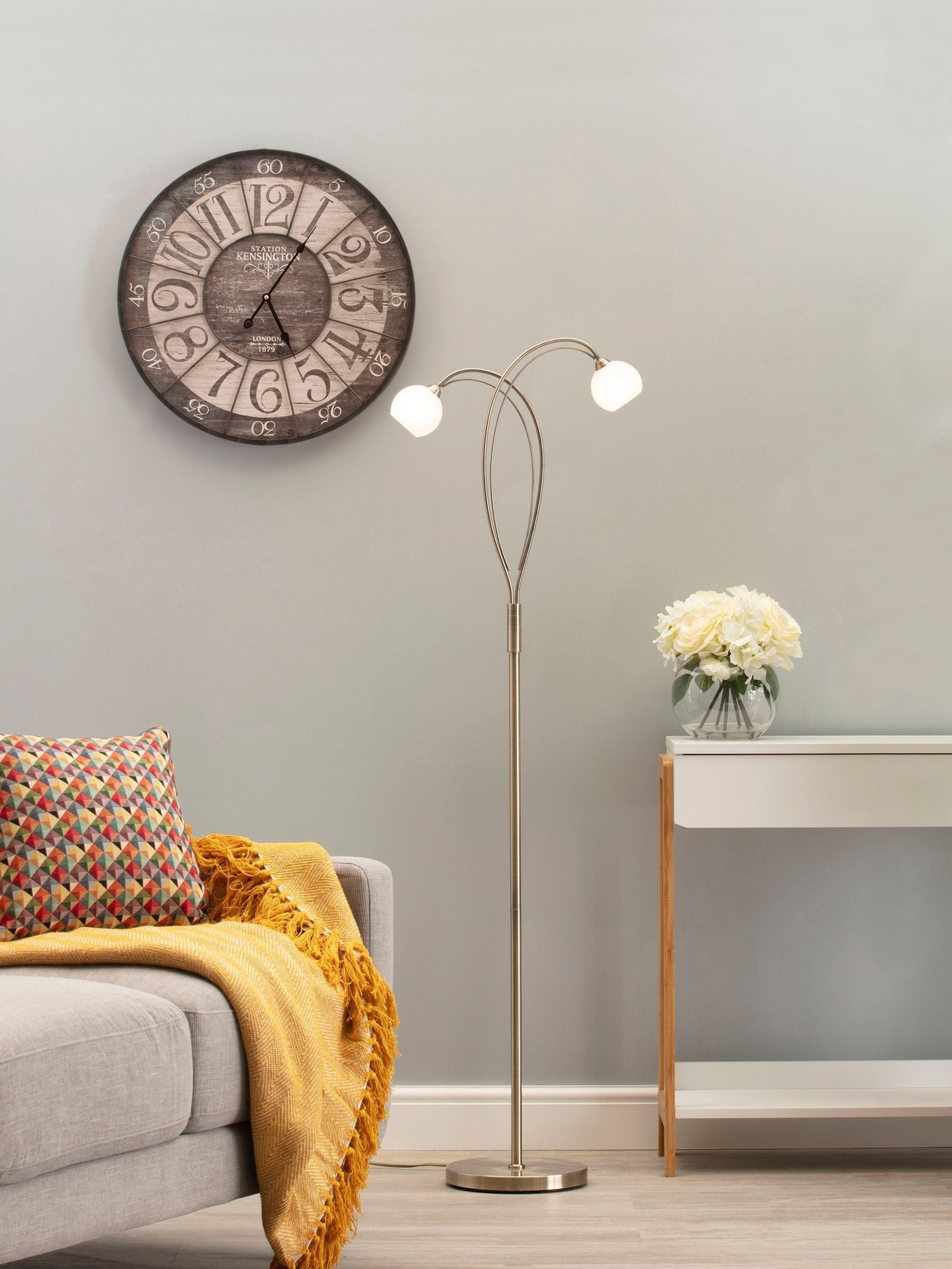 BHS Brass Soni Floor Lamp with opal glass shades (British brand)