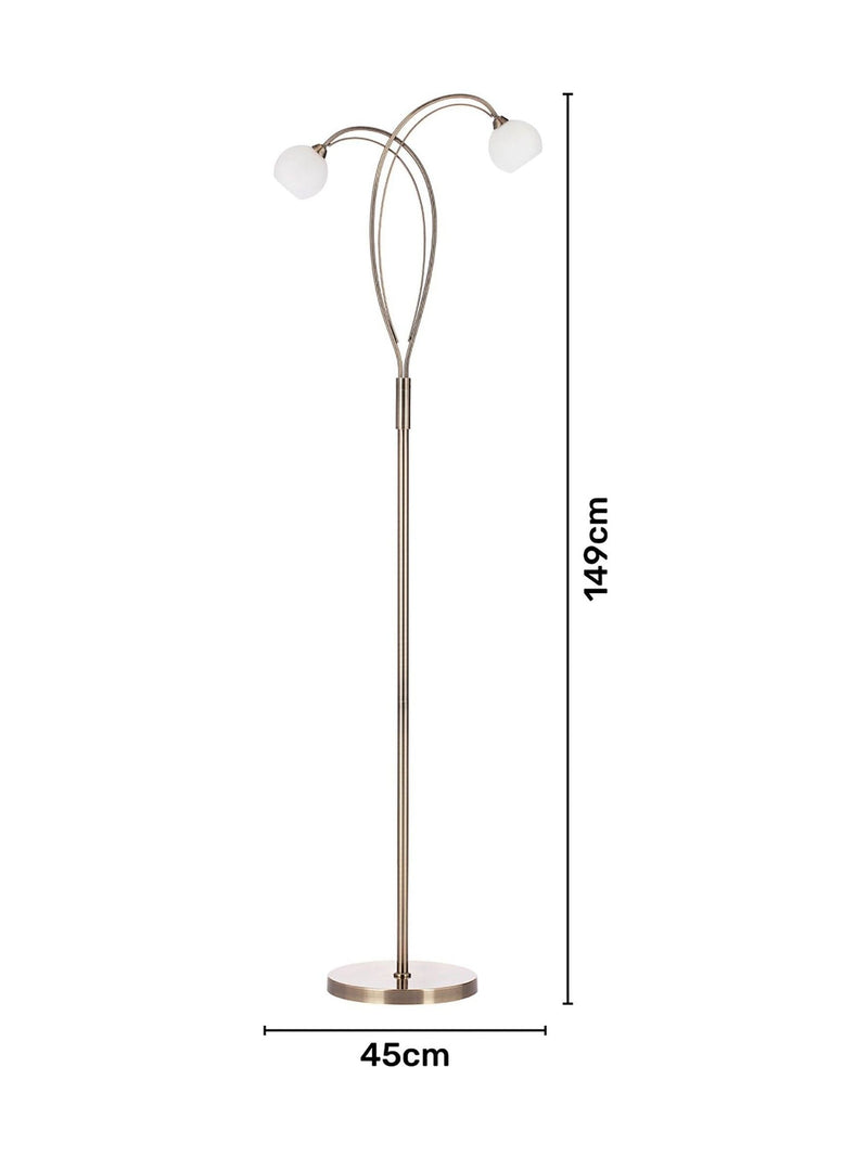 BHS Brass Soni Floor Lamp with opal glass shades (British brand)