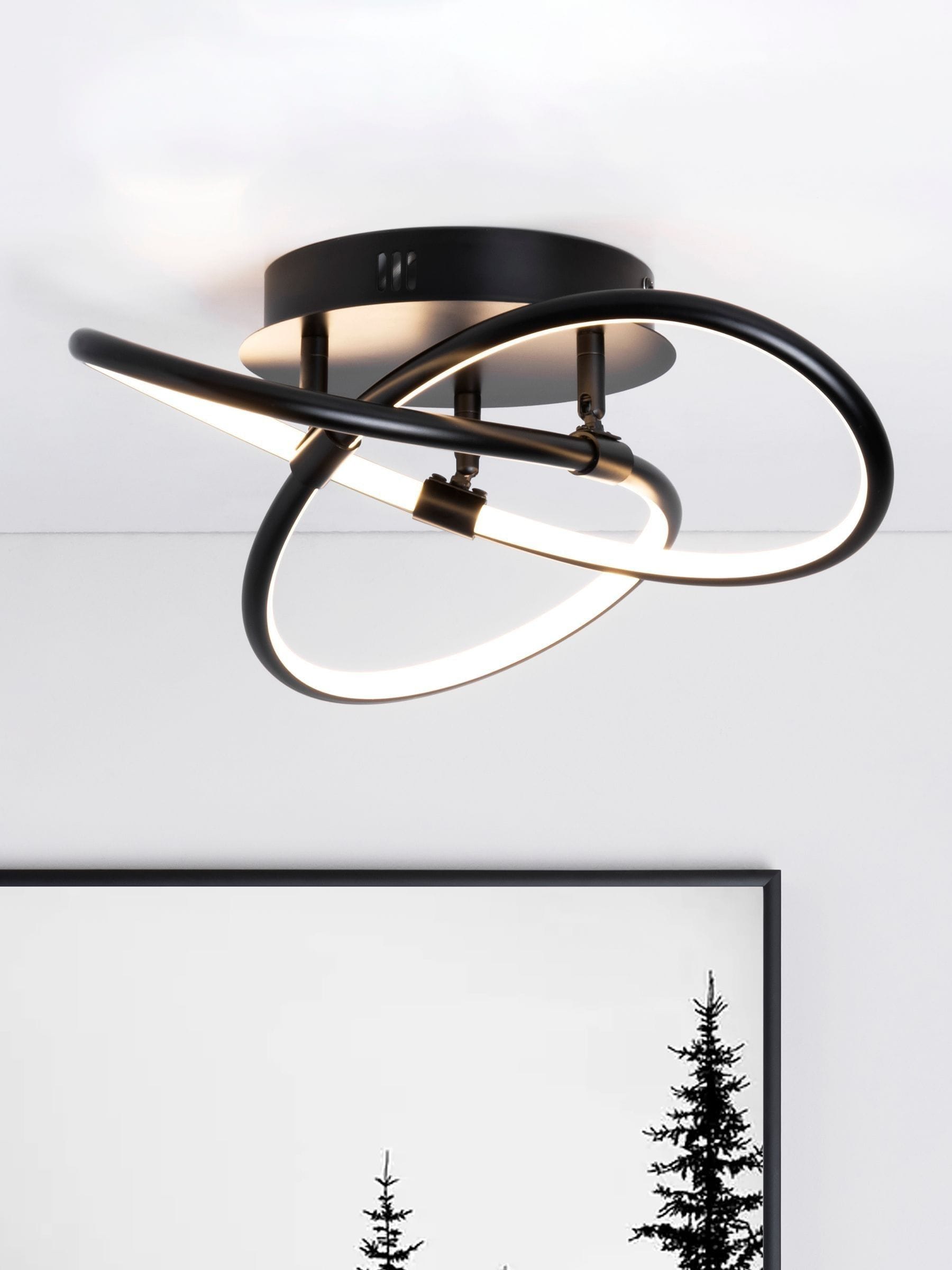 BHS Eero Chrome LED Knotted Flush Ceiling Light - 15x36x33cm