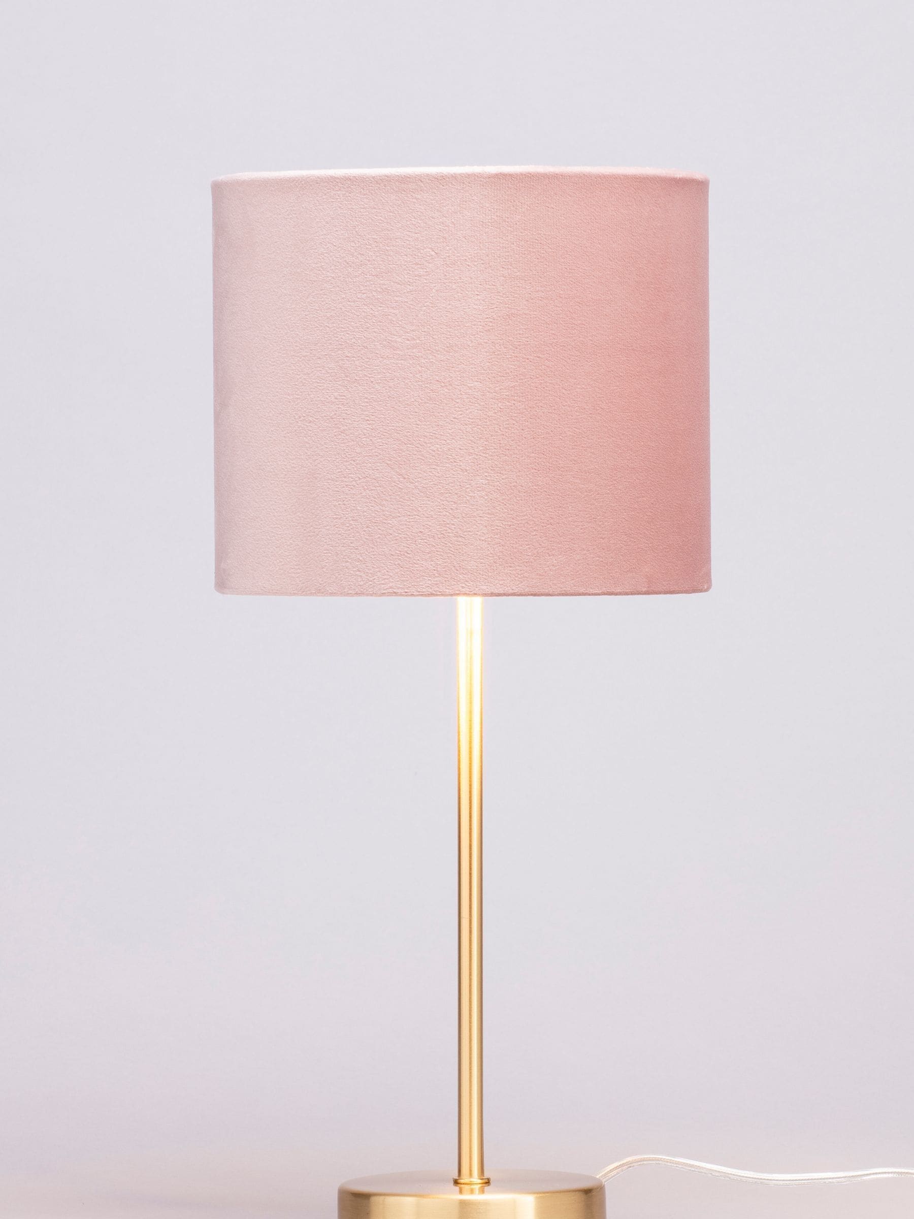 BHS pink velvet table lamp 37cm tall, UK version