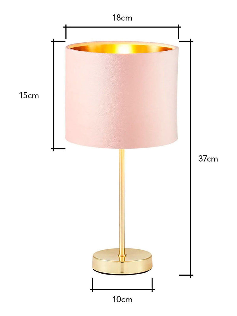 BHS pink velvet table lamp 37cm tall, UK version