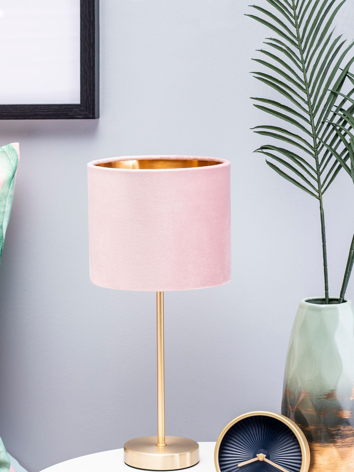 BHS pink velvet table lamp 37cm tall, UK version