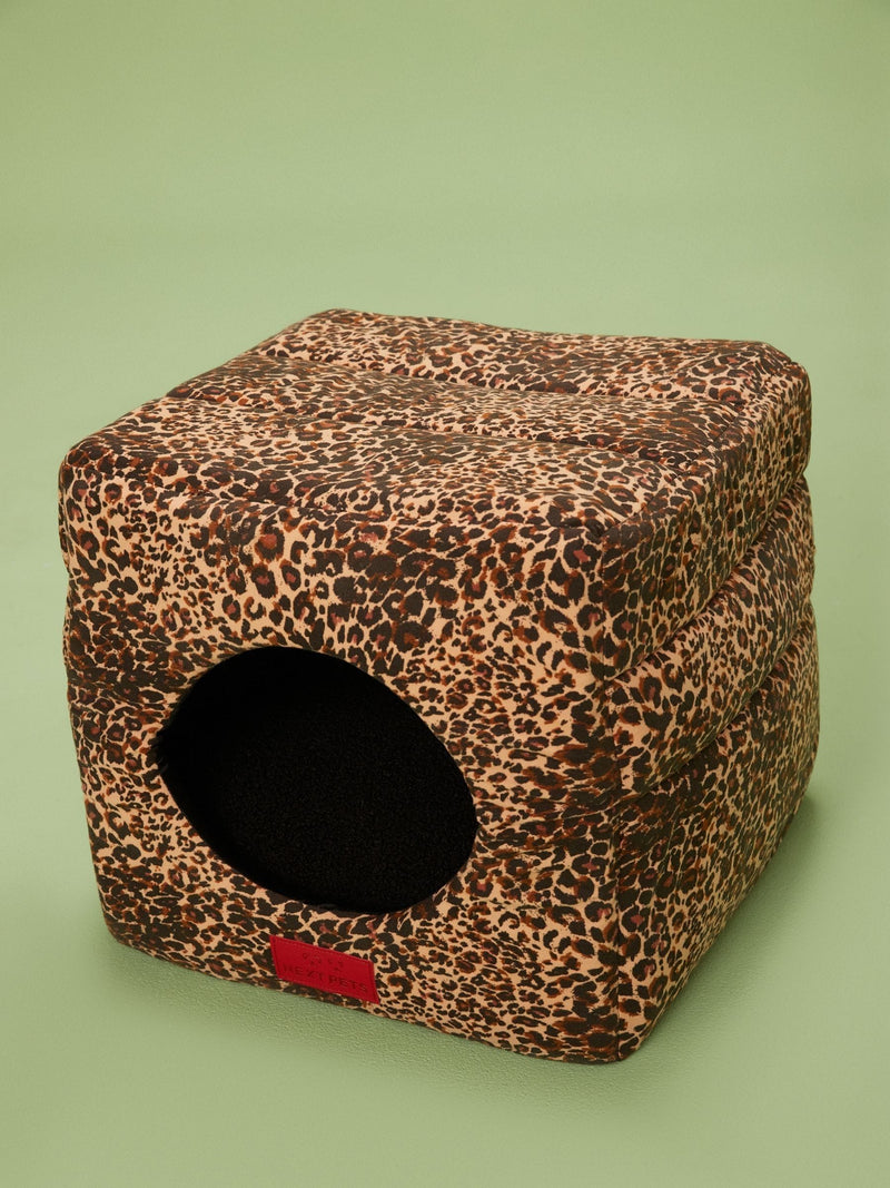 Animal print cat bed 45cm cube, imported from the UK
